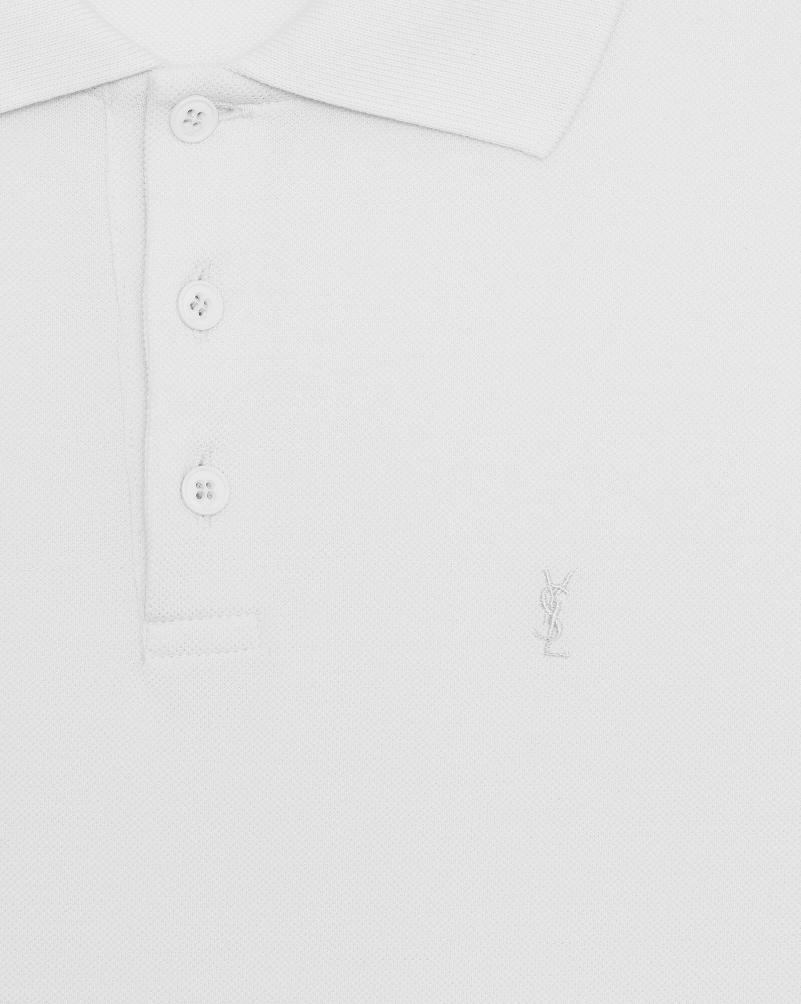 YSL Cassandre Polo Shirt In Cotton Piqué White | MFPSD2873