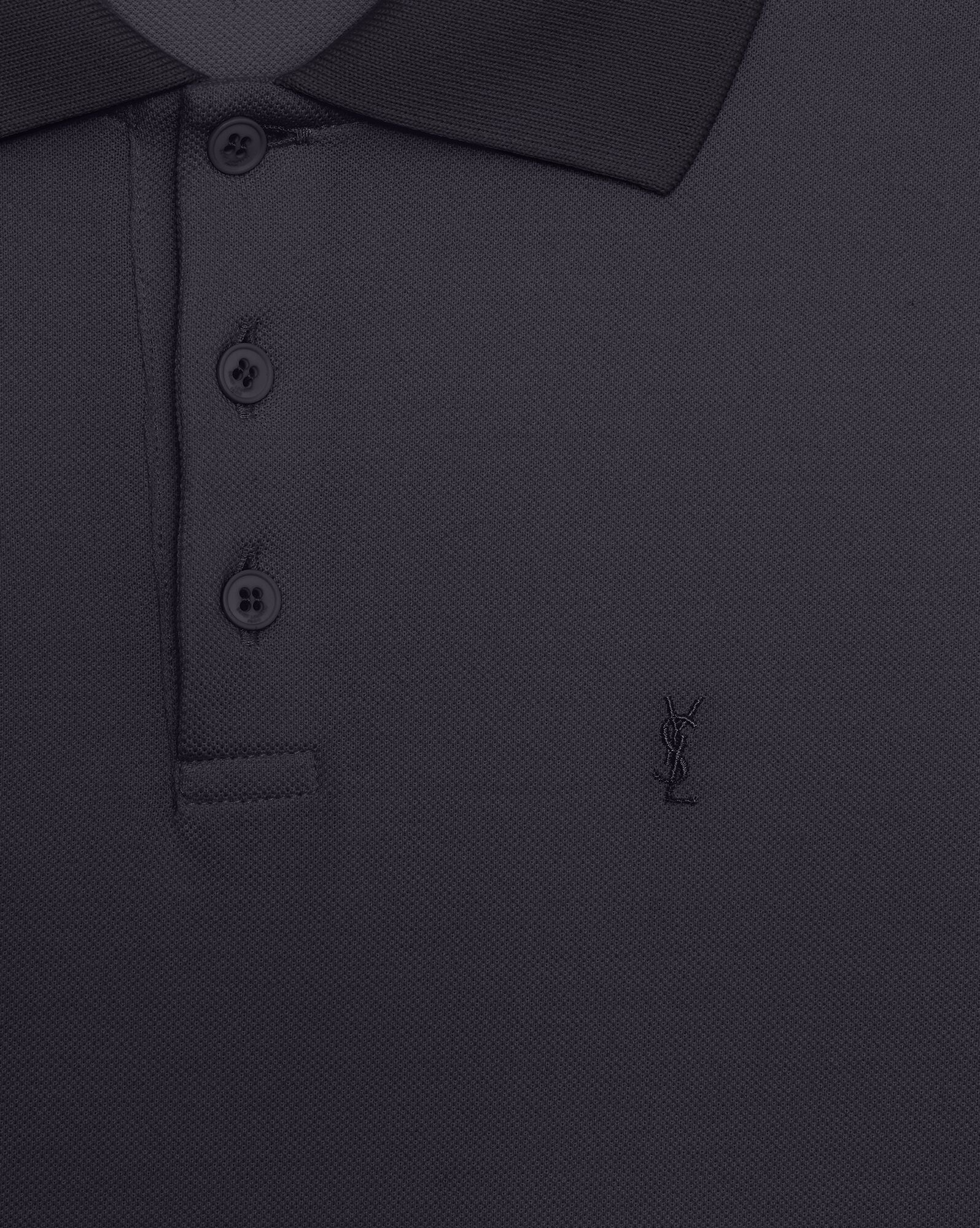 YSL Cassandre Polo Shirt In Cotton Piqué Navy | QJGNK1927