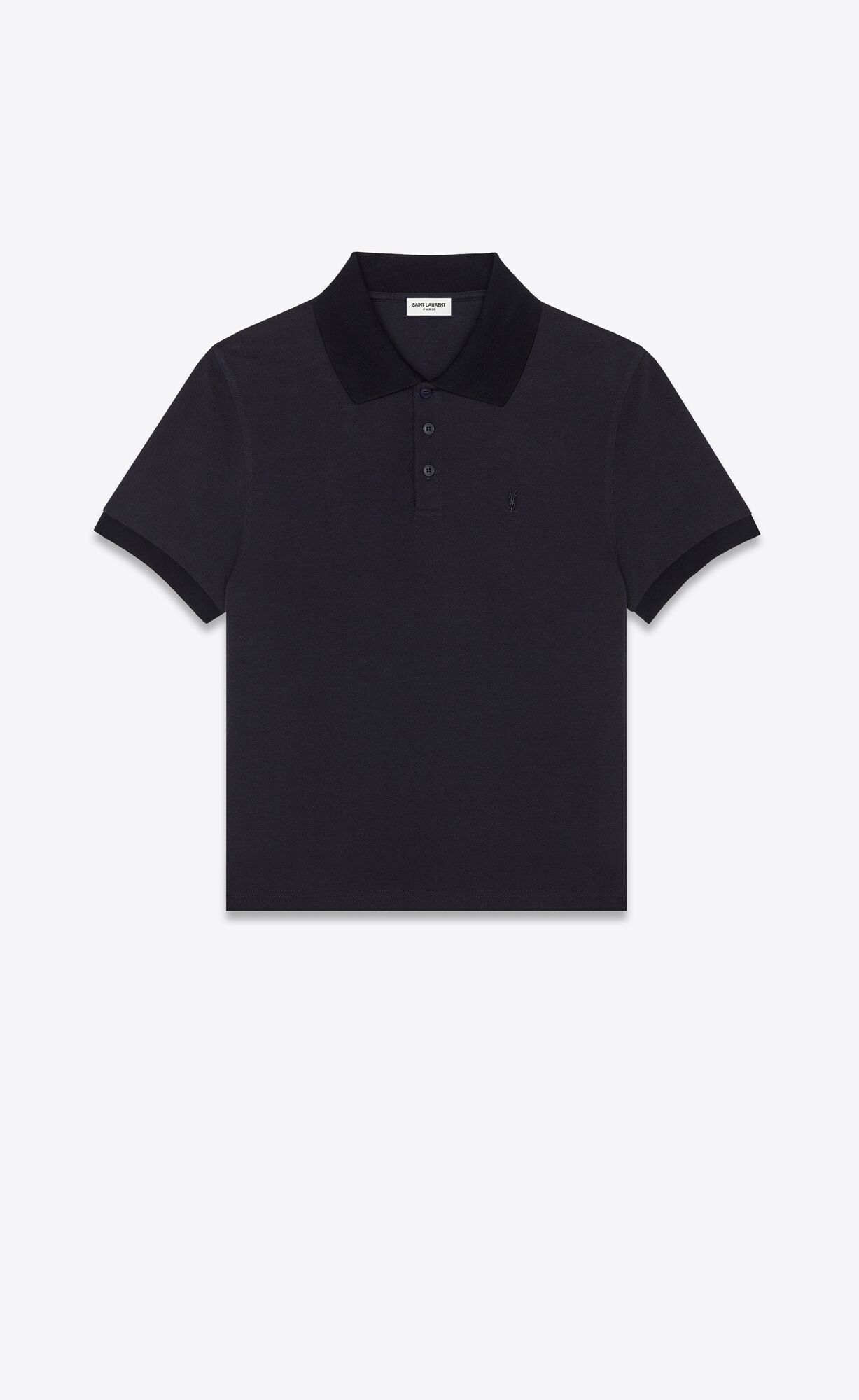 YSL Cassandre Polo Shirt In Cotton Piqué Navy | QJGNK1927