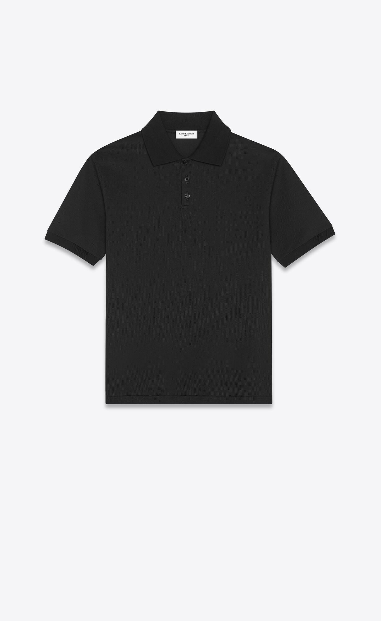 YSL Cassandre Polo Shirt In Cotton Piqué Black | TGNLI3162