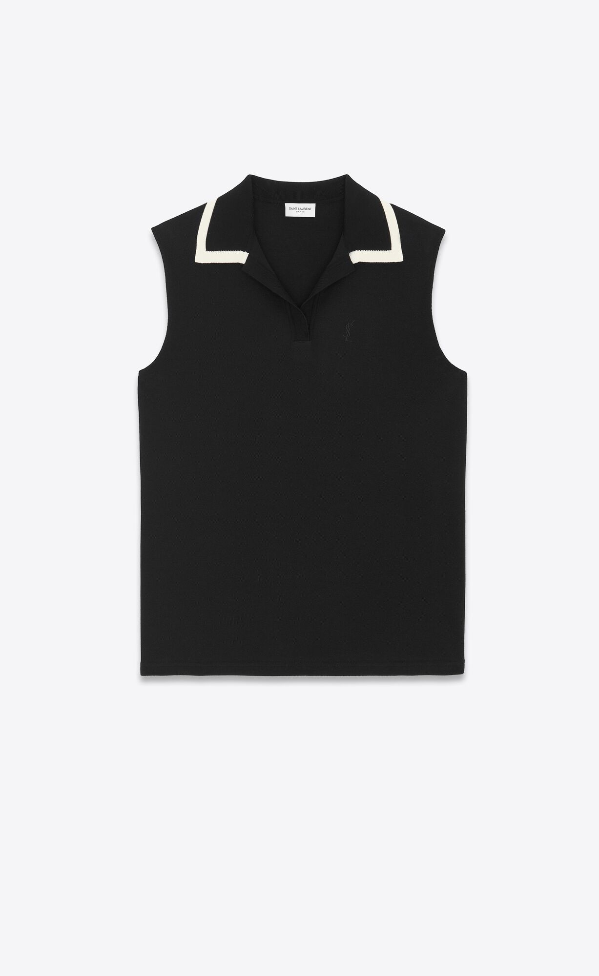 YSL Cassandre Polo Shirt Noir Craie | PWZQT8320