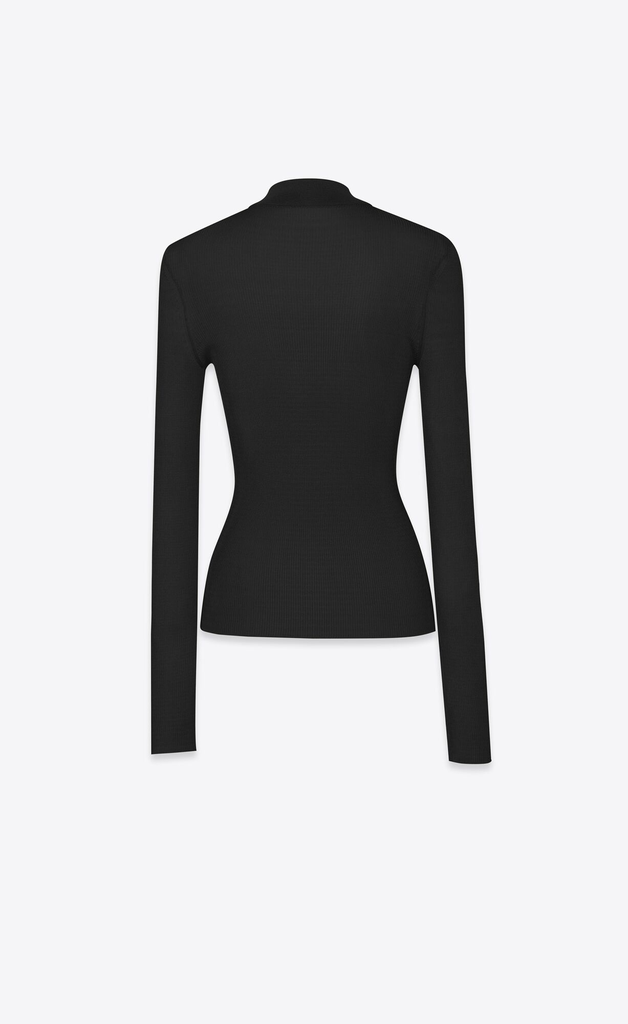 YSL Cassandre Ribbed Sweater In Silk Black | FTDWP6752