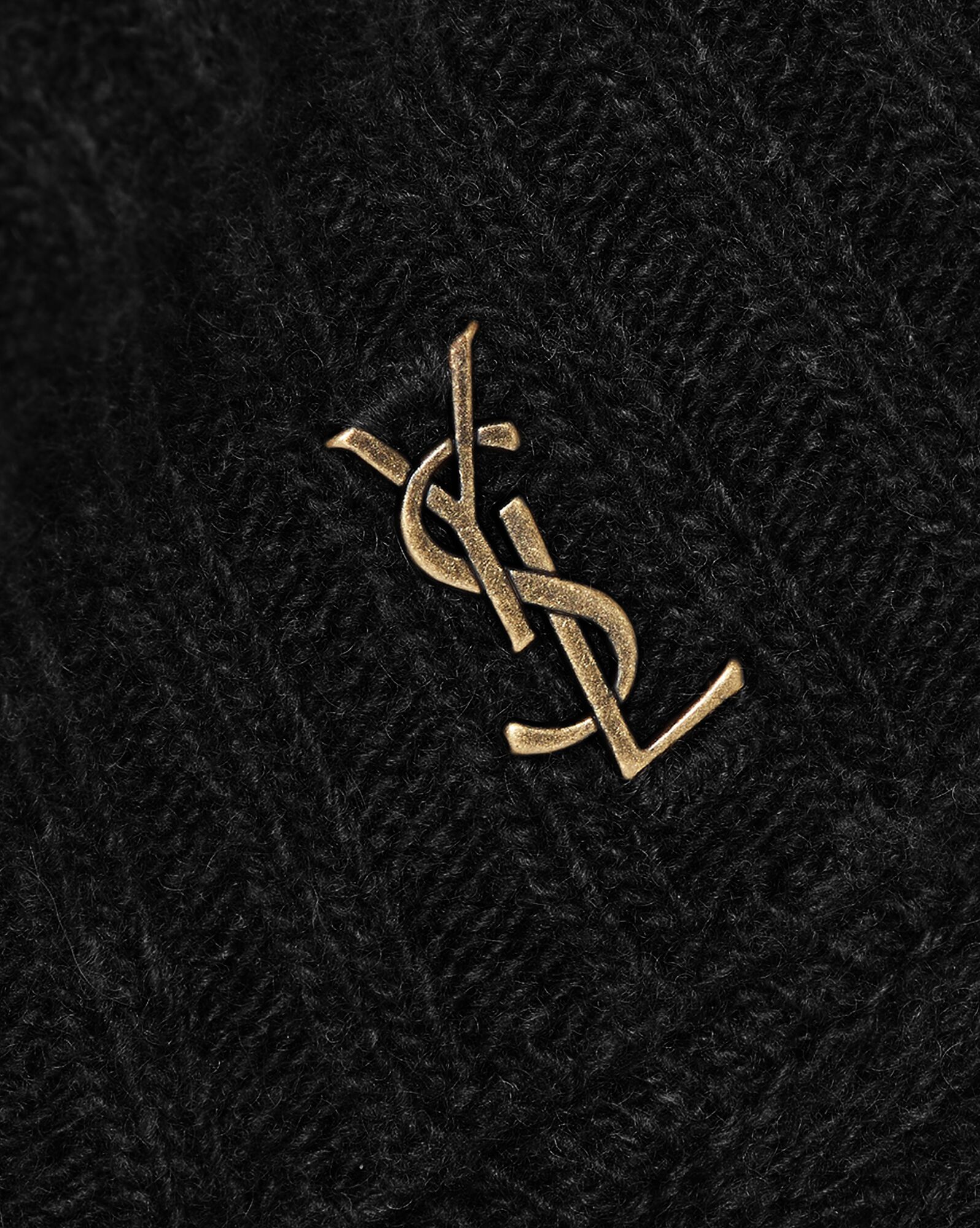 YSL Cassandre Ribbed Turtleneck Sweater In Wool And Cashmere Black | ESJQN7382