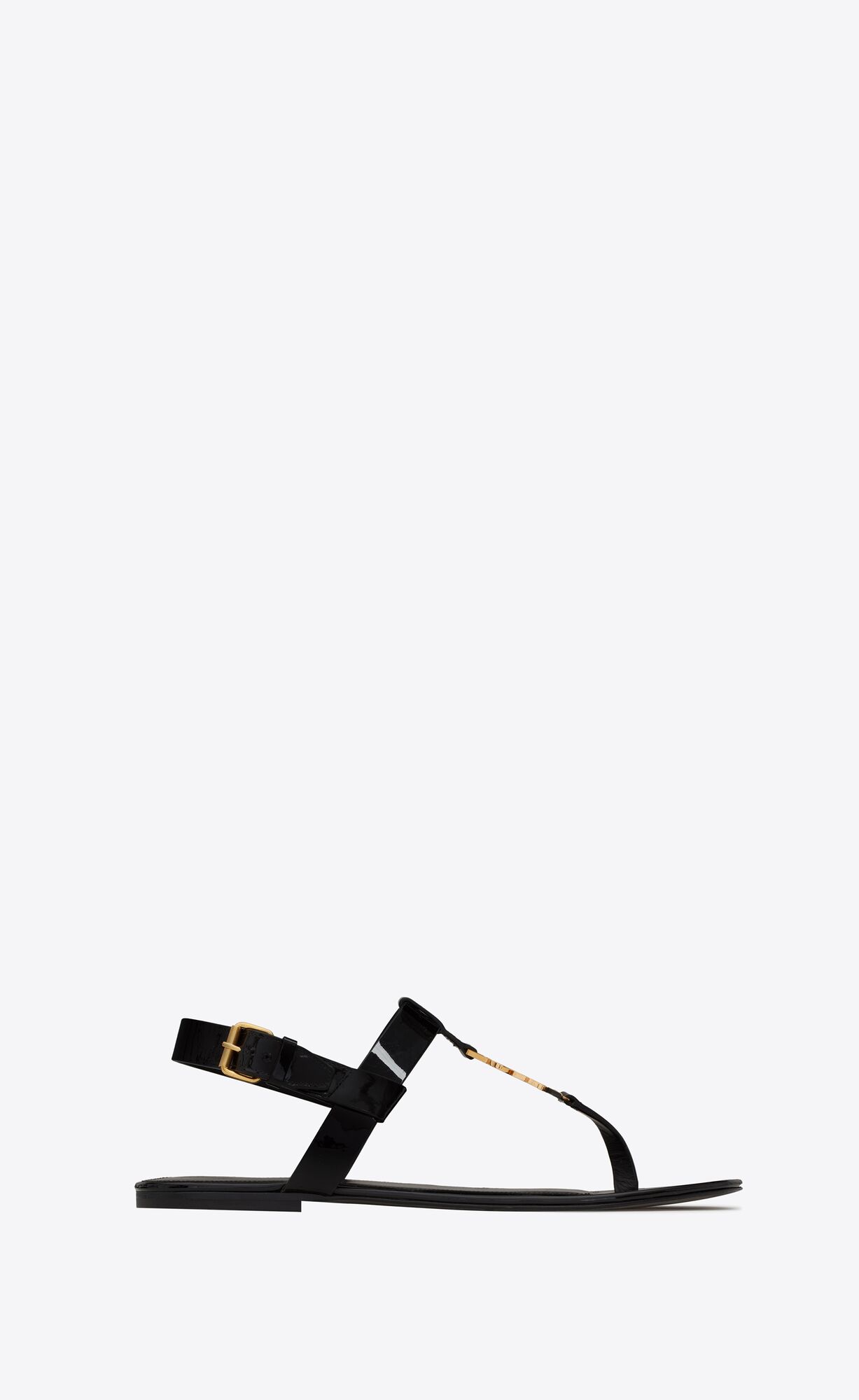 YSL Cassandre Sandals In Patent Leather Black | GSOFU9218