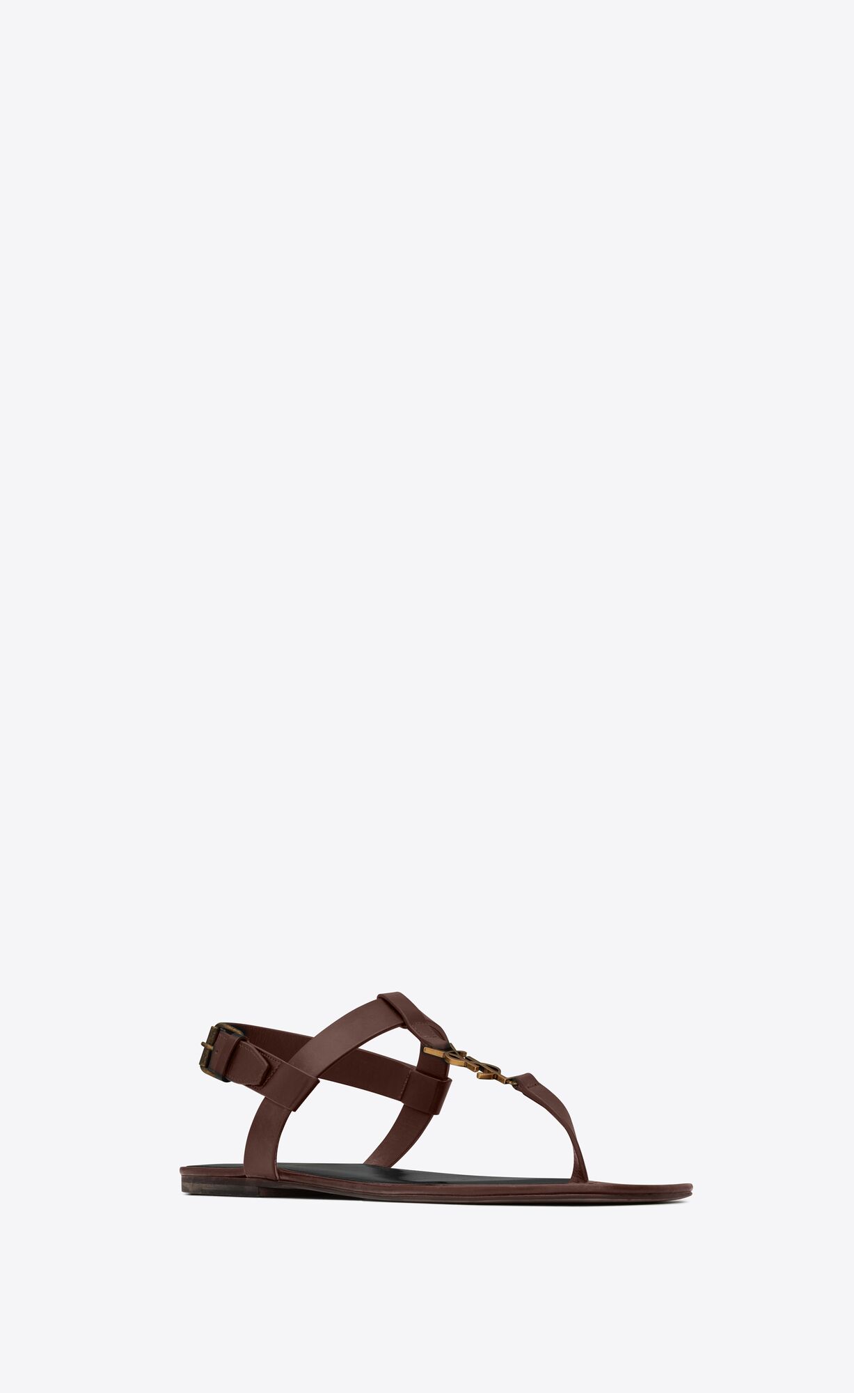 YSL Cassandre Sandals In Smooth Leather Dark Chocolate | DLQYF5027