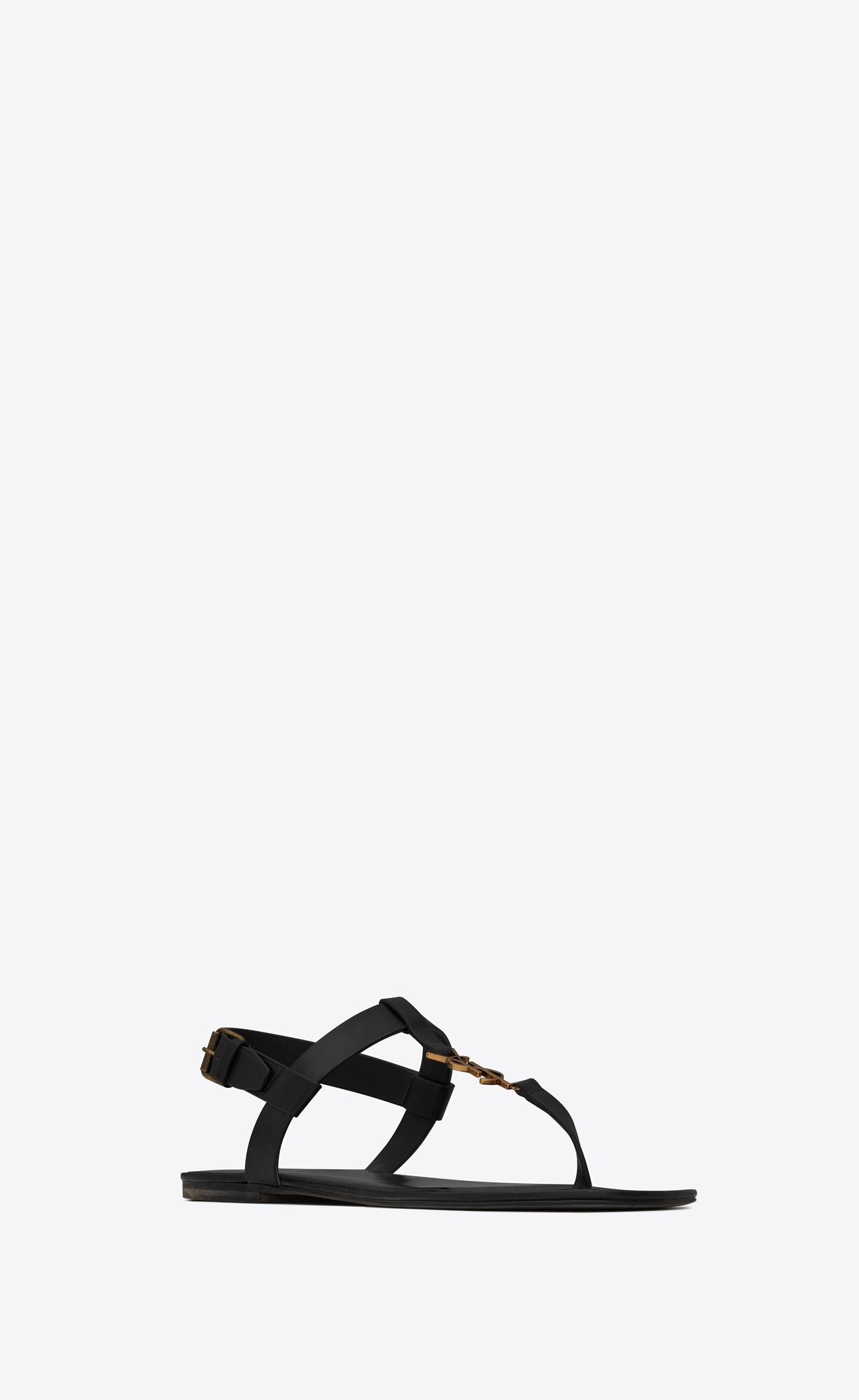 YSL Cassandre Sandals In Smooth Leather Black | JQIMO3628