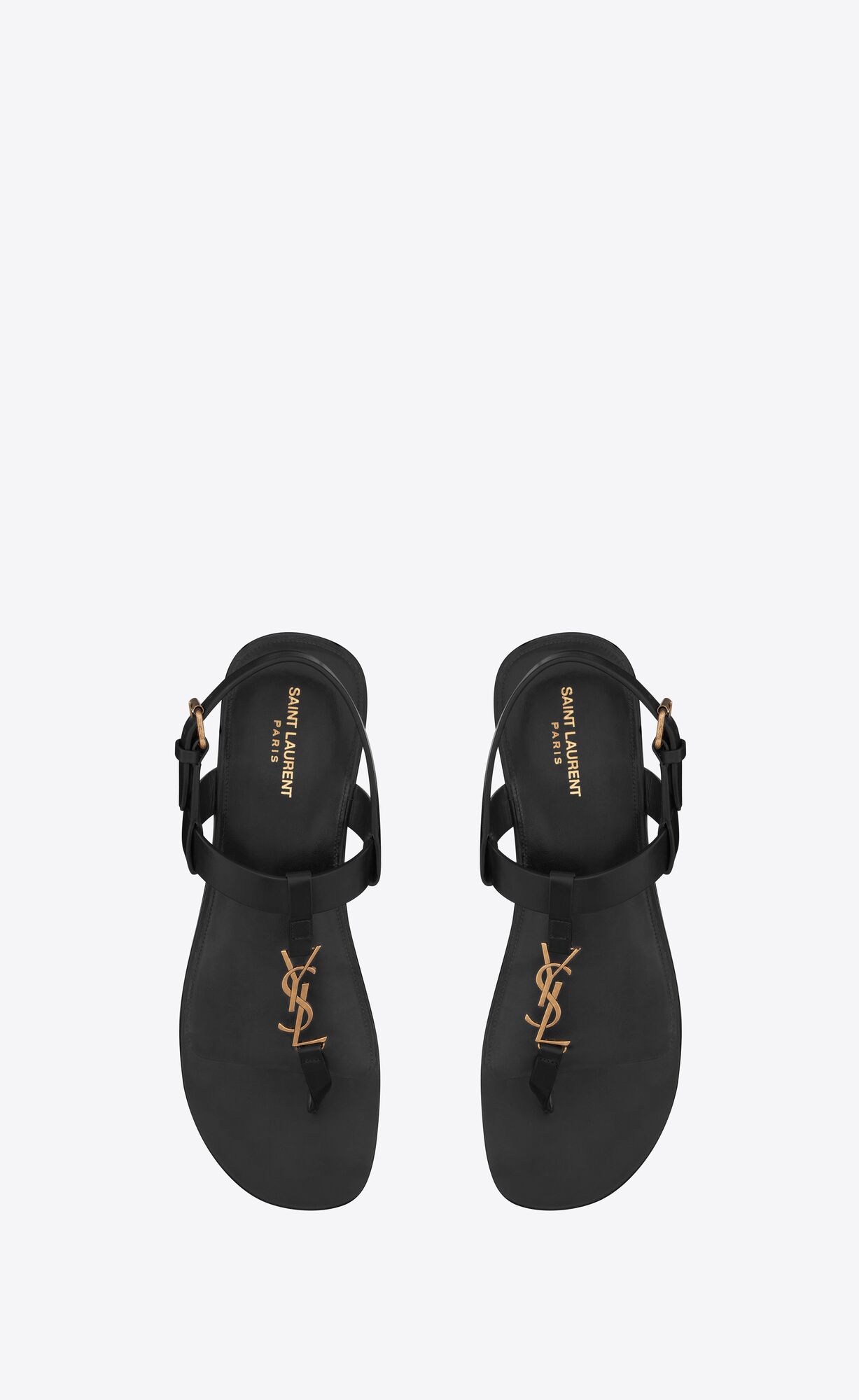 YSL Cassandre Sandals In Smooth Leather Black | JQIMO3628