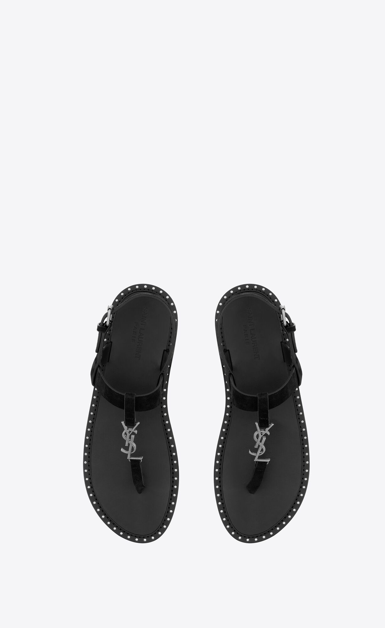 YSL Cassandre Sandals In Suede Black | MJNDY8379