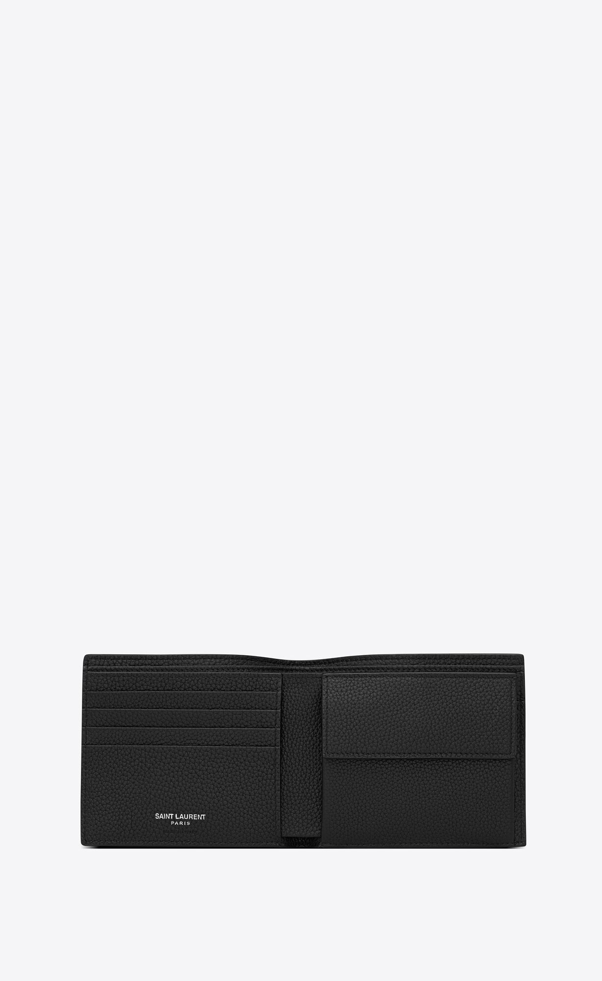 YSL Cassandre Shadow Saint Laurent East/West Wallet With Coin Purse In Grained Leather Black | YGJMI6289