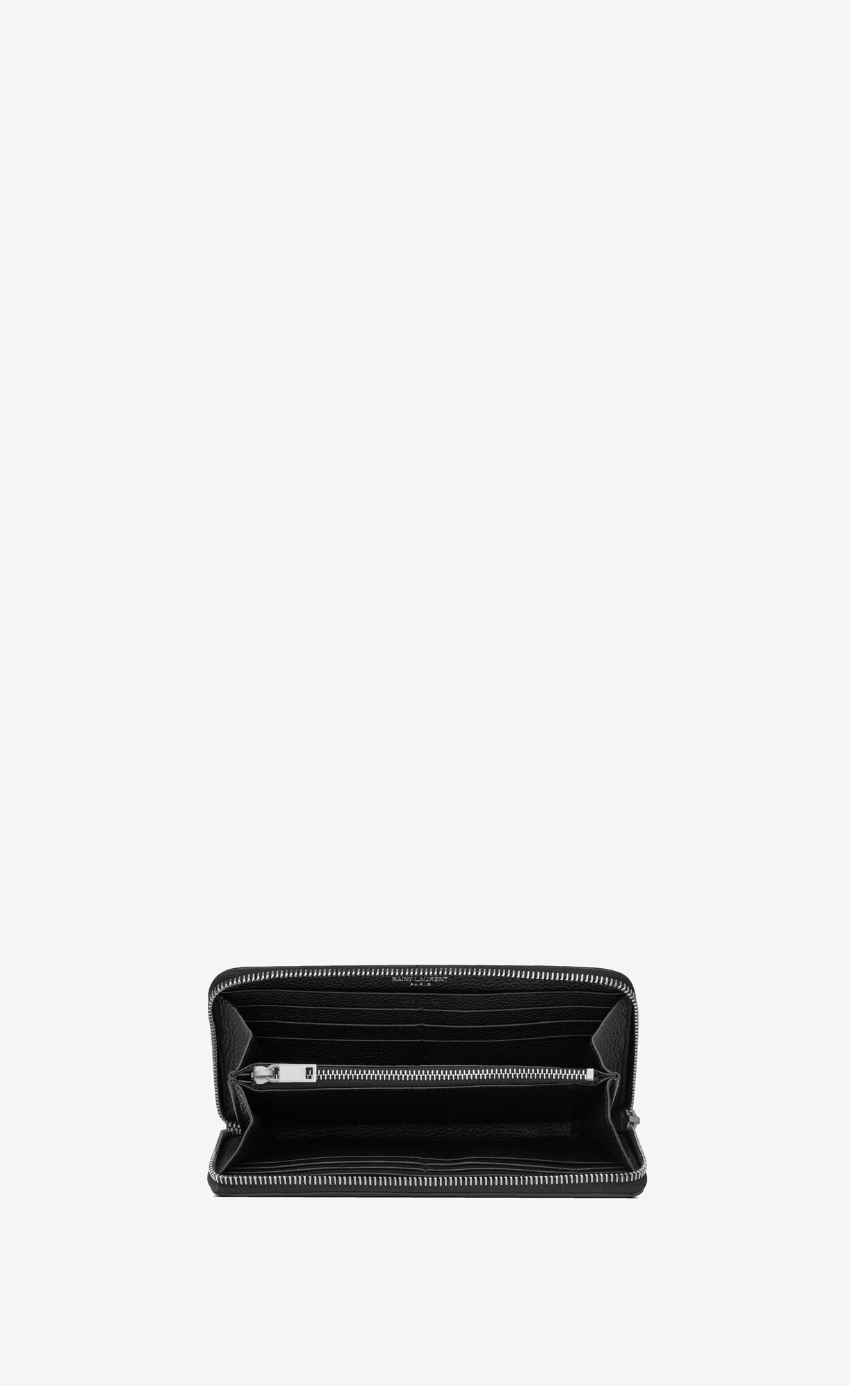 YSL Cassandre Shadow Saint Laurent Zip-around Wallet In Grained Leather Black | NEQIU4605