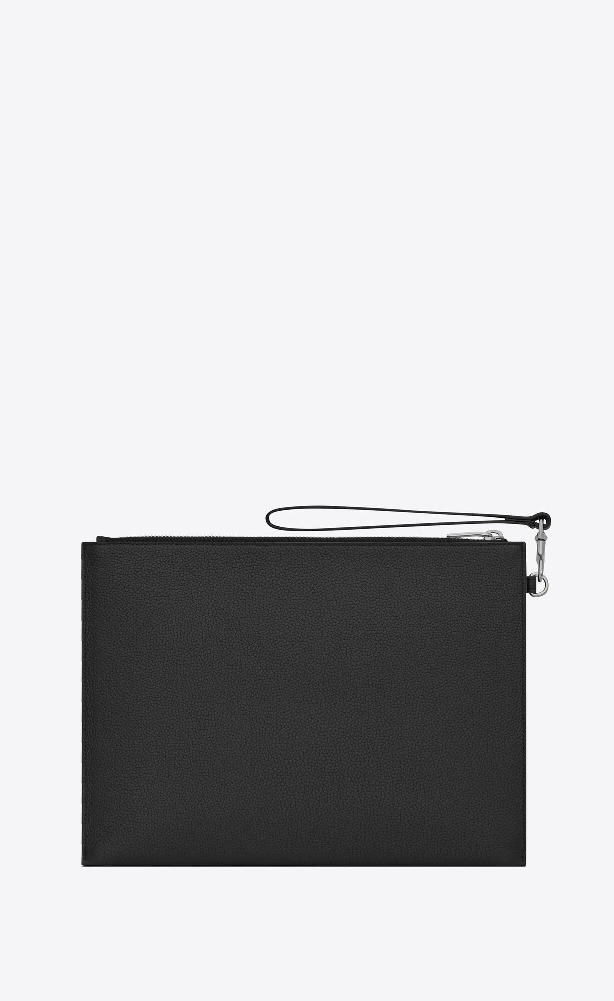 YSL Cassandre Shadow Zipped Tablet Holder In Grained Leather Black | QZIXK6139