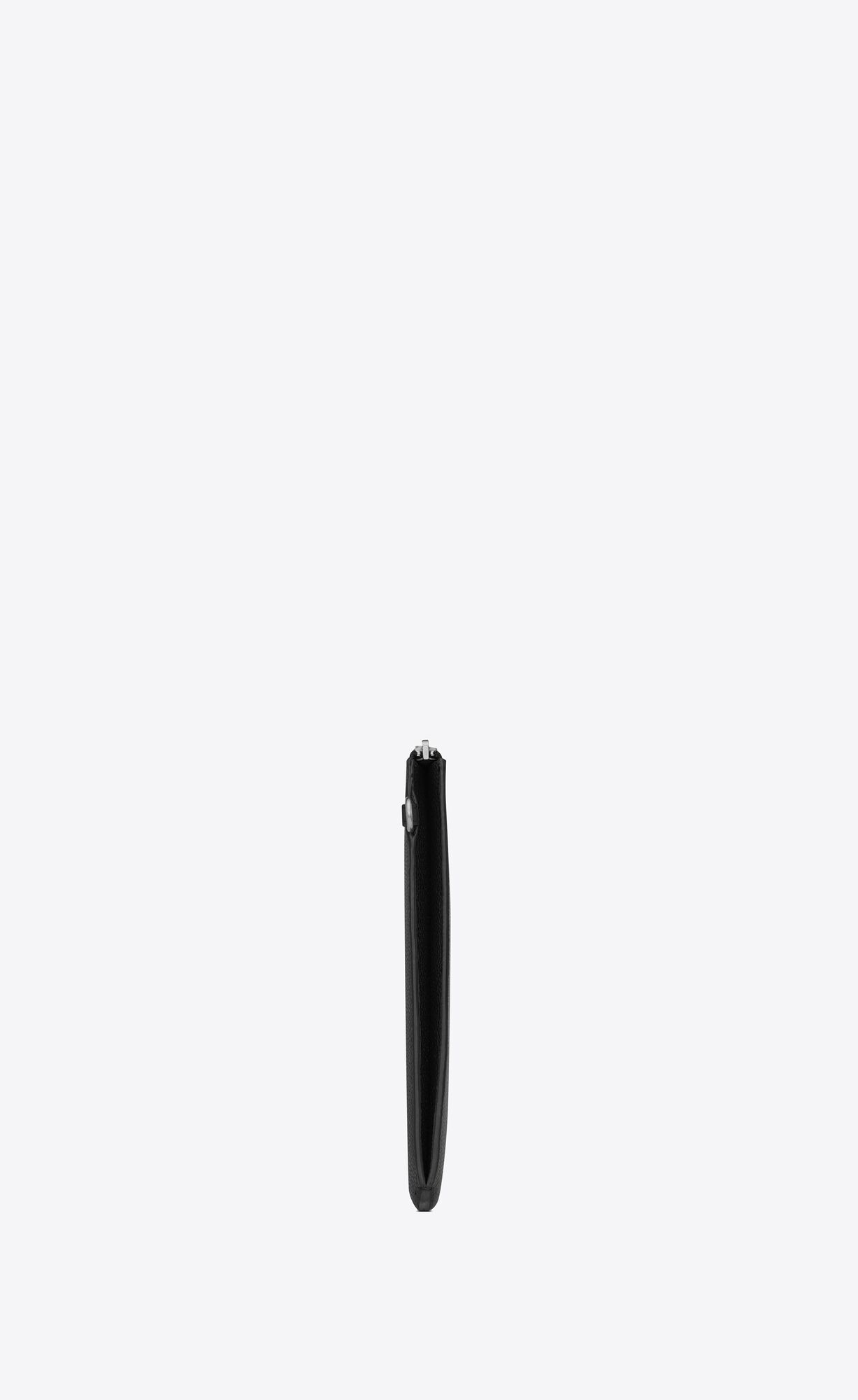 YSL Cassandre Shadow Zipped Tablet Holder In Grained Leather Black | QZIXK6139