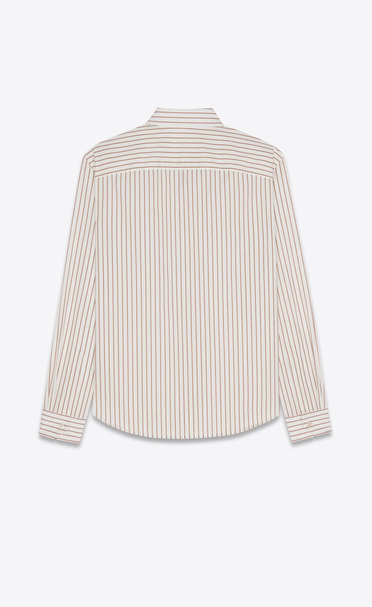 YSL Cassandre Shirt In Striped Cotton Poplin Creme Caramel | IPWAJ3170