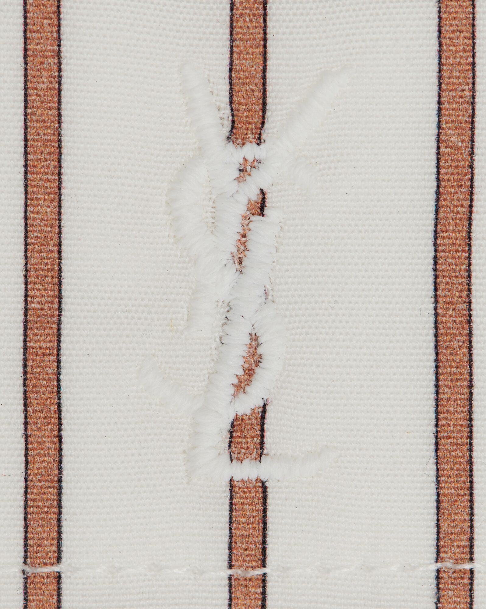 YSL Cassandre Shirt In Striped Cotton Poplin Creme Caramel | IPWAJ3170