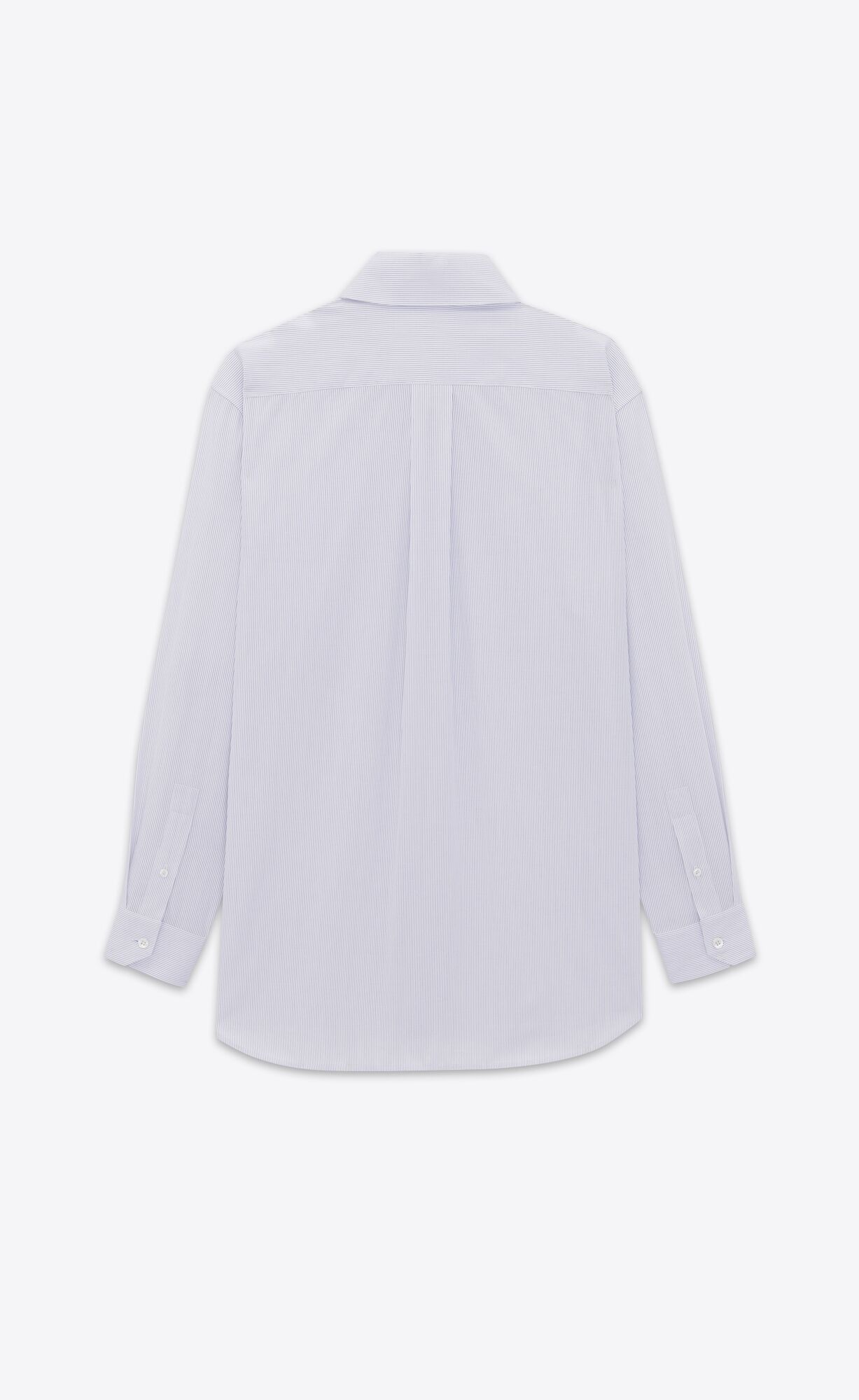 YSL Cassandre Shirt In Striped Cotton Poplin Blanc Bleu | RTIOJ5862