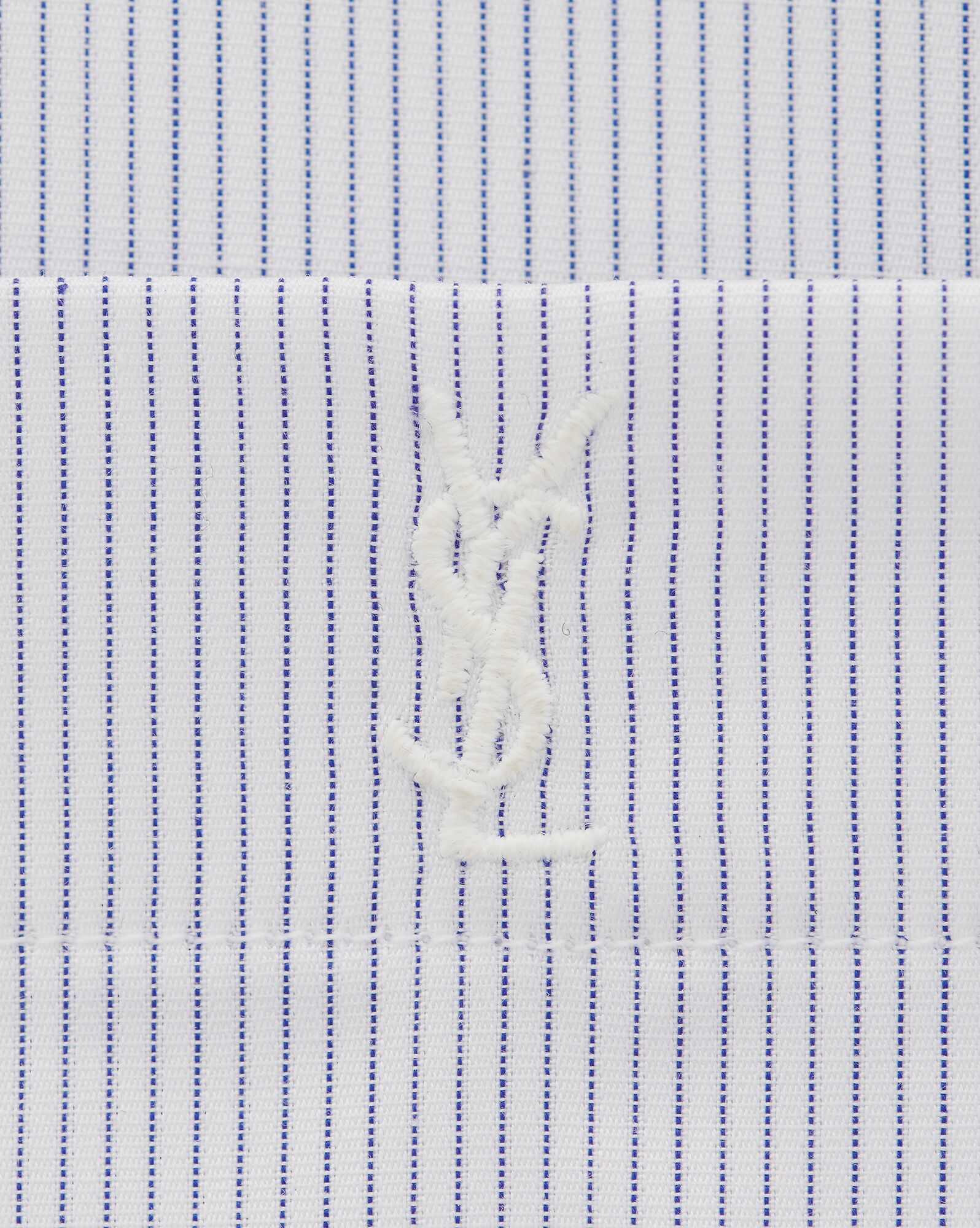 YSL Cassandre Shirt In Striped Cotton Poplin Blanc Bleu | RTIOJ5862