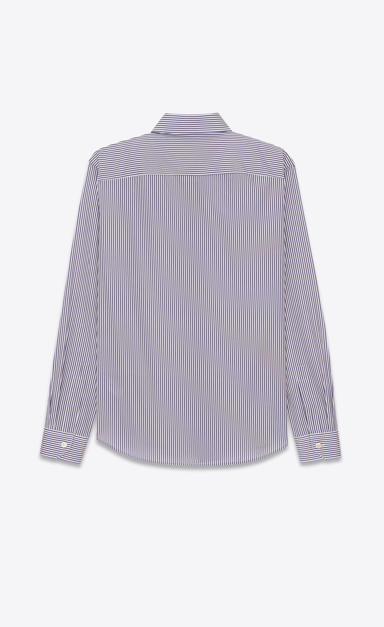 YSL Cassandre Shirt In Striped Cotton Poplin Blanc Et Encre | THSPB6874