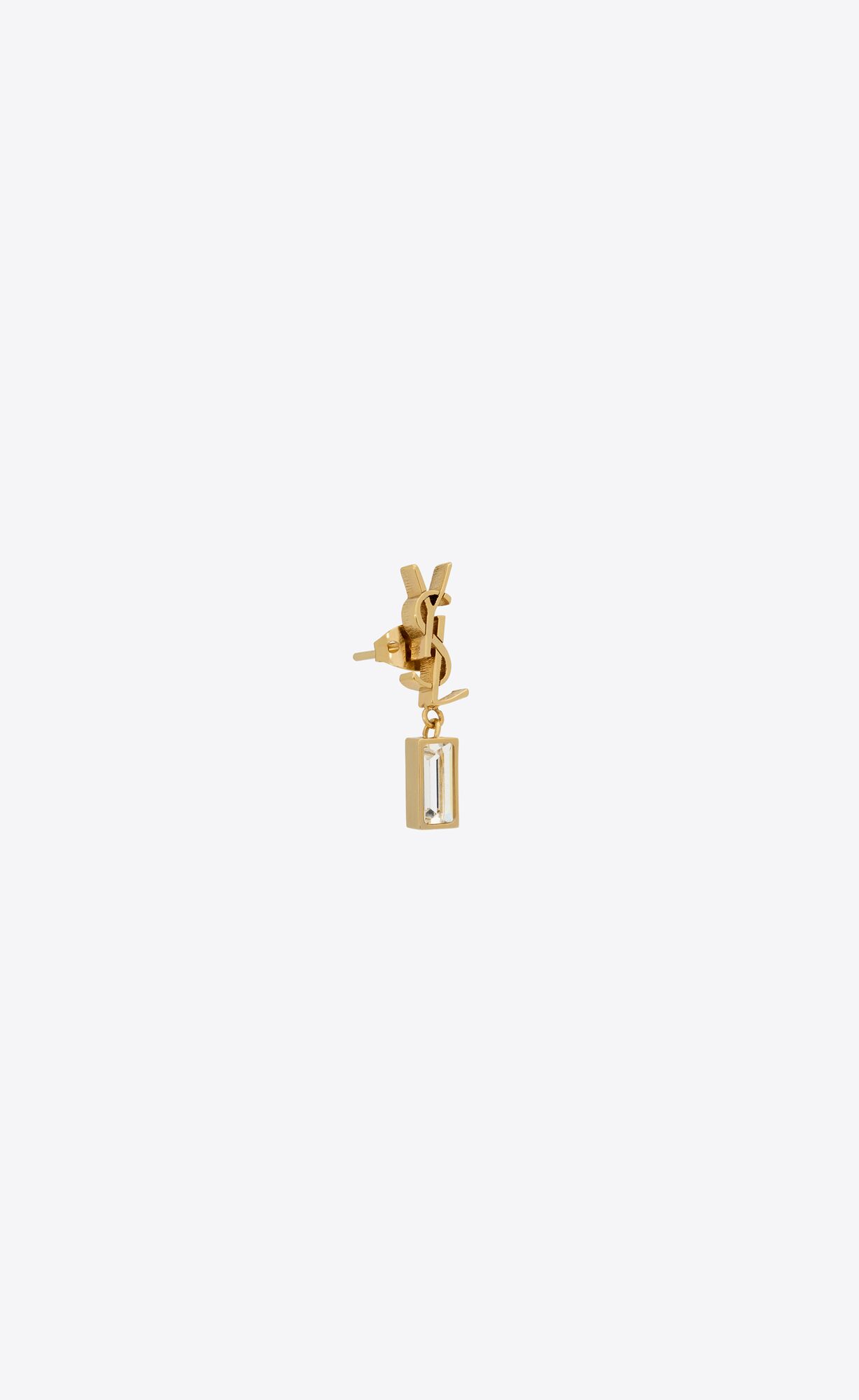 YSL Cassandre Single Earring In Metal And Rhinestones Crystal And Gold | PIBXR3058