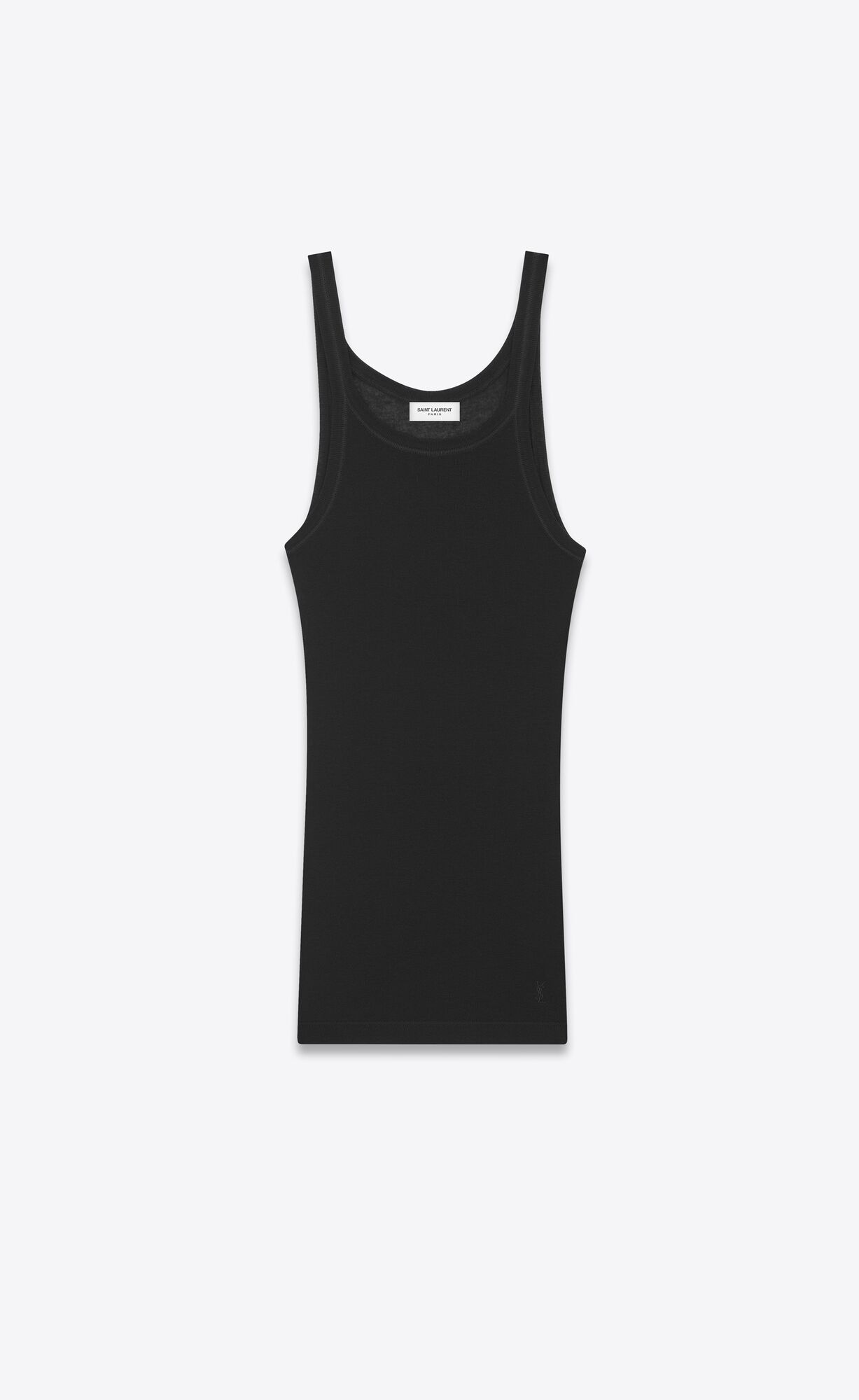 YSL Cassandre Tank Top In Ribbed Jersey Black | GCDIP7813