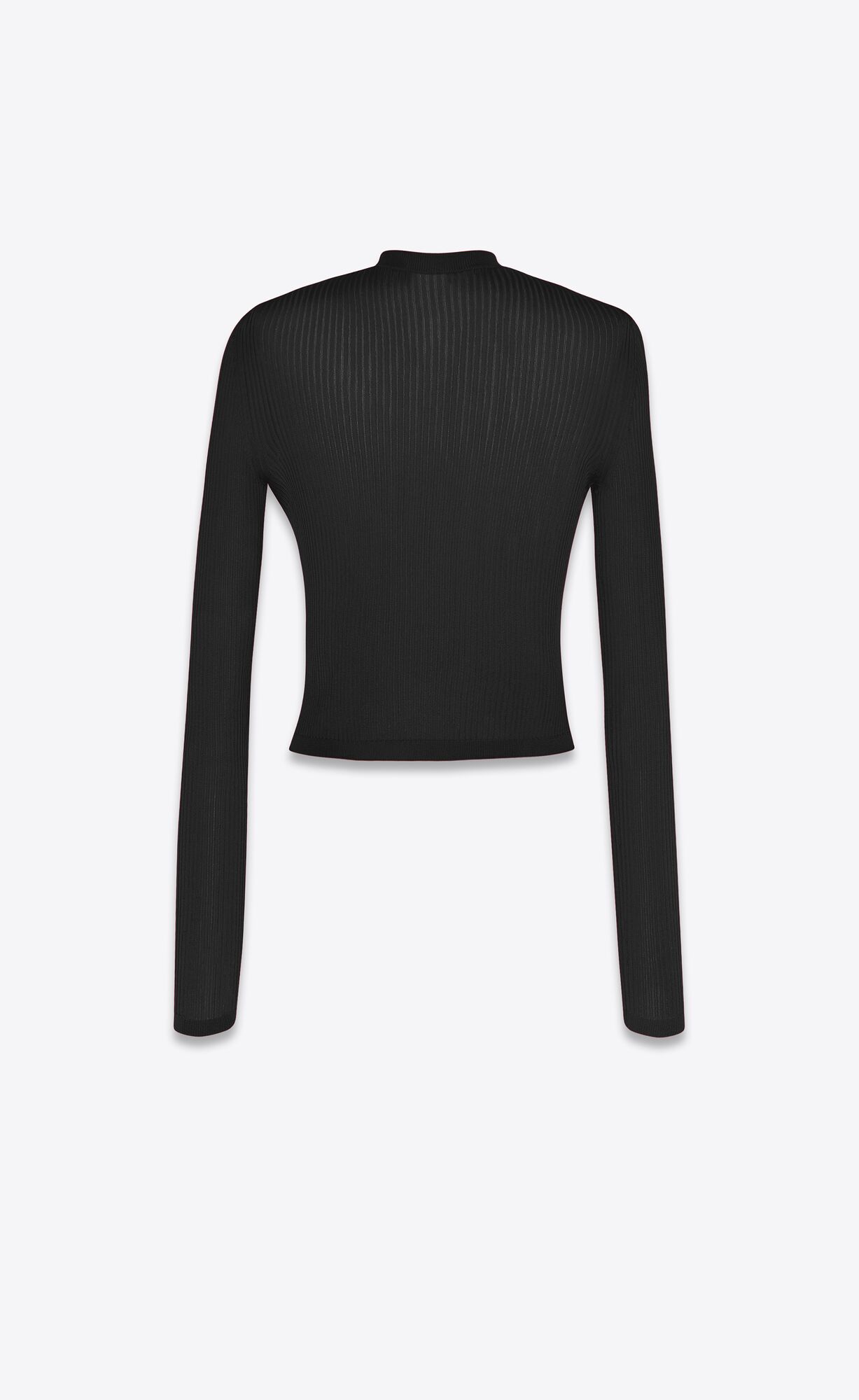 YSL Cassandre Top In Ribbed Knit Black | KTYFW8412