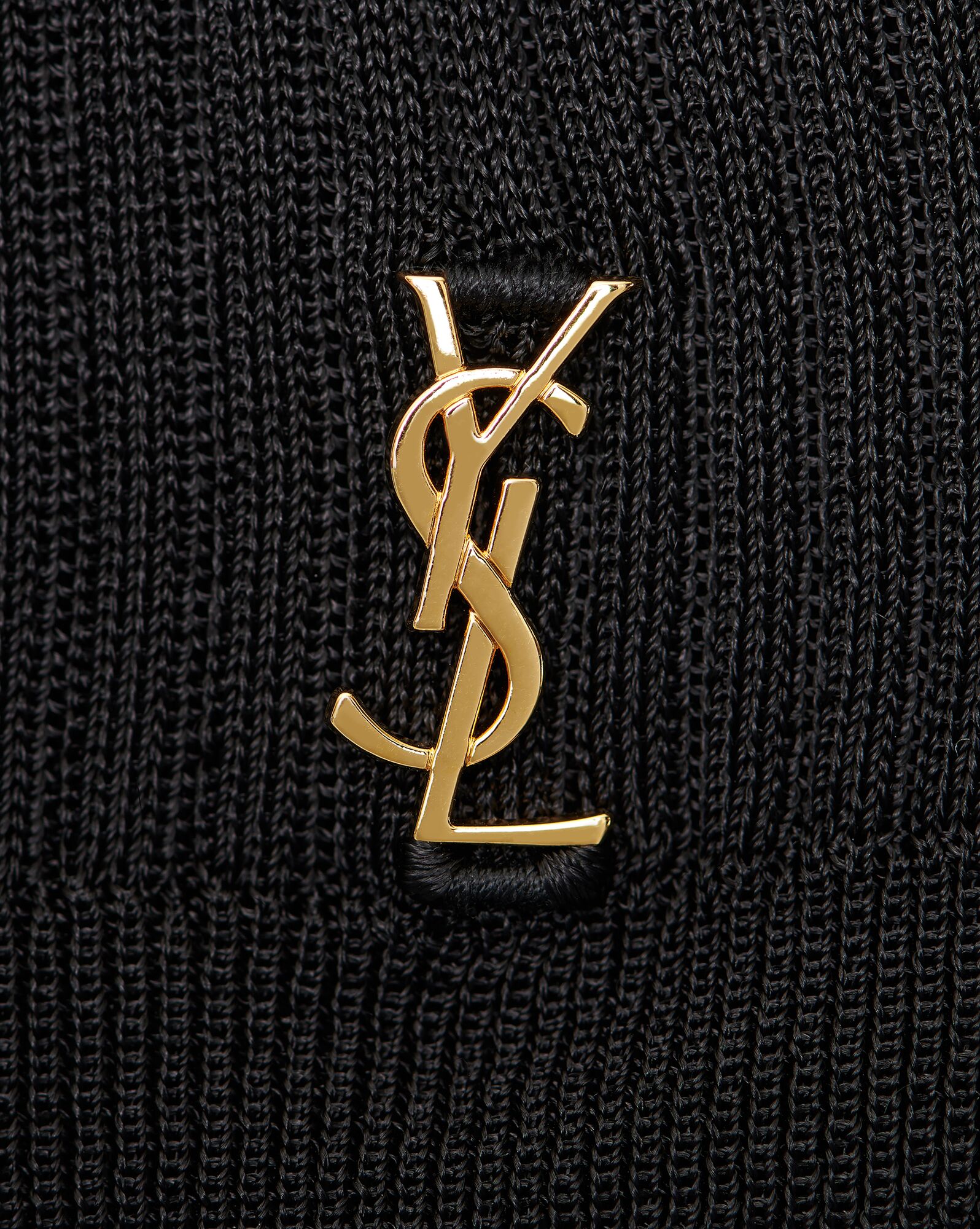 YSL Cassandre Top In Ribbed Knit Black | KTYFW8412