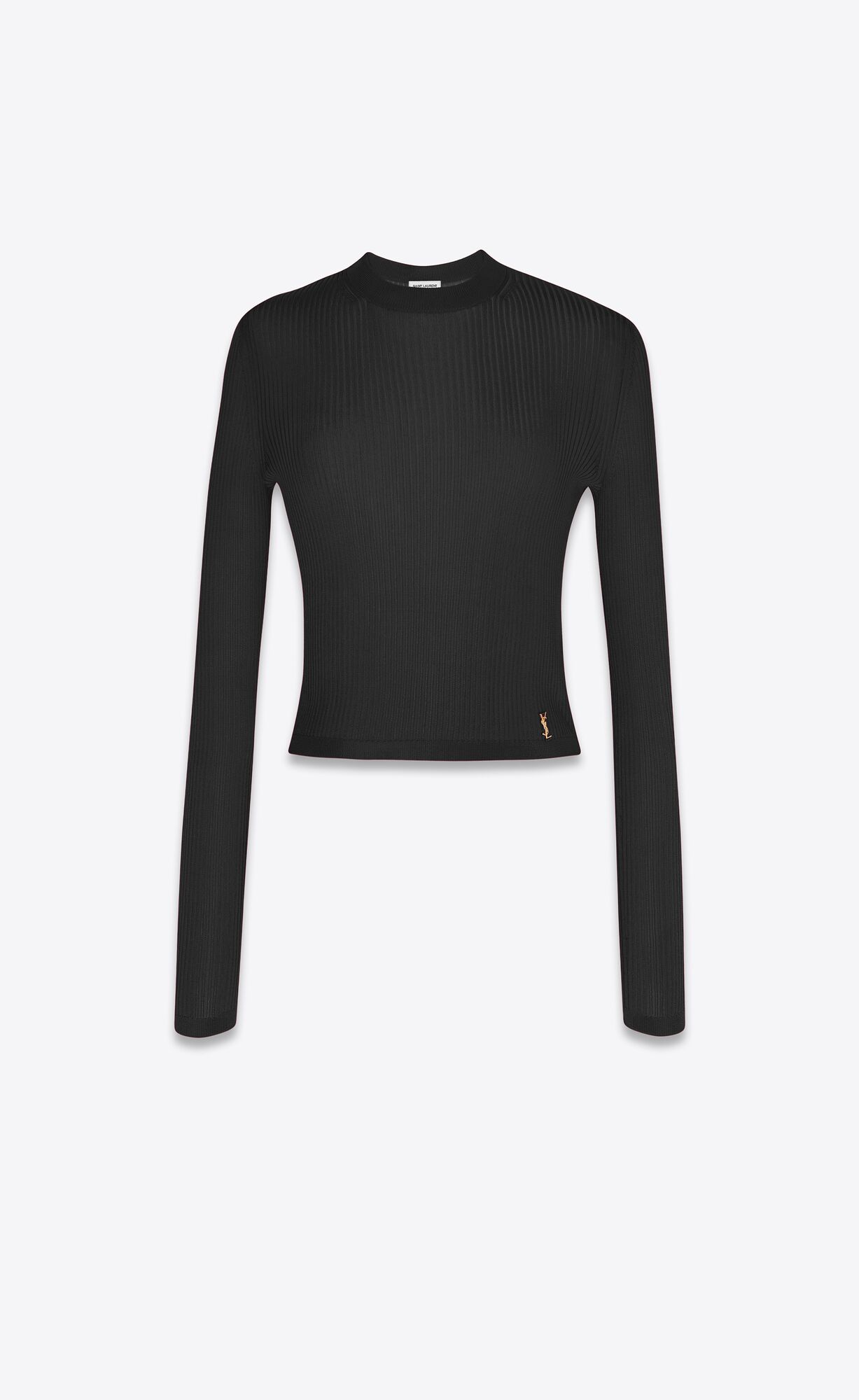 YSL Cassandre Top In Ribbed Knit Black | KTYFW8412