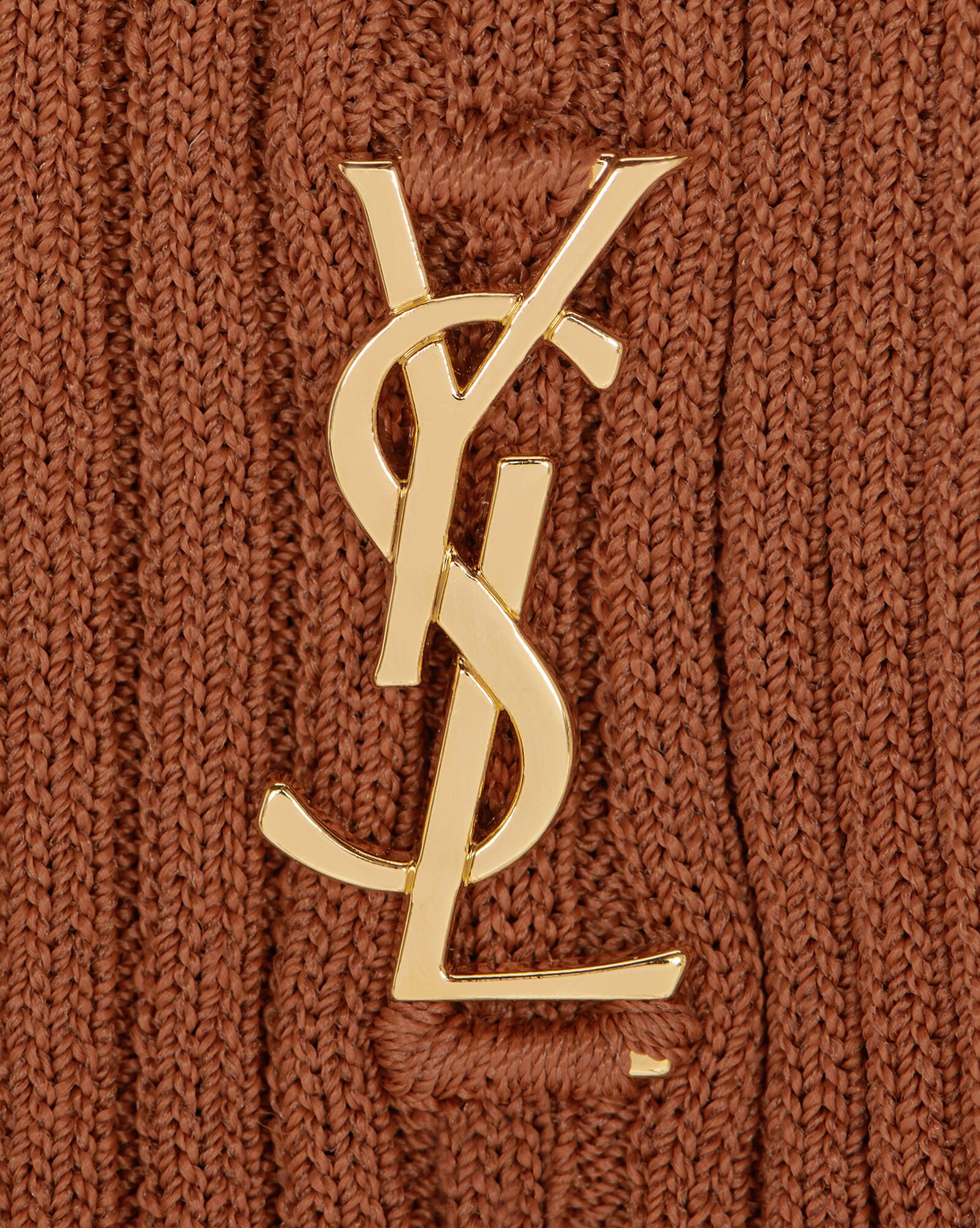 YSL Cassandre Top In Ribbed Knit Caramel | UOGCD1490