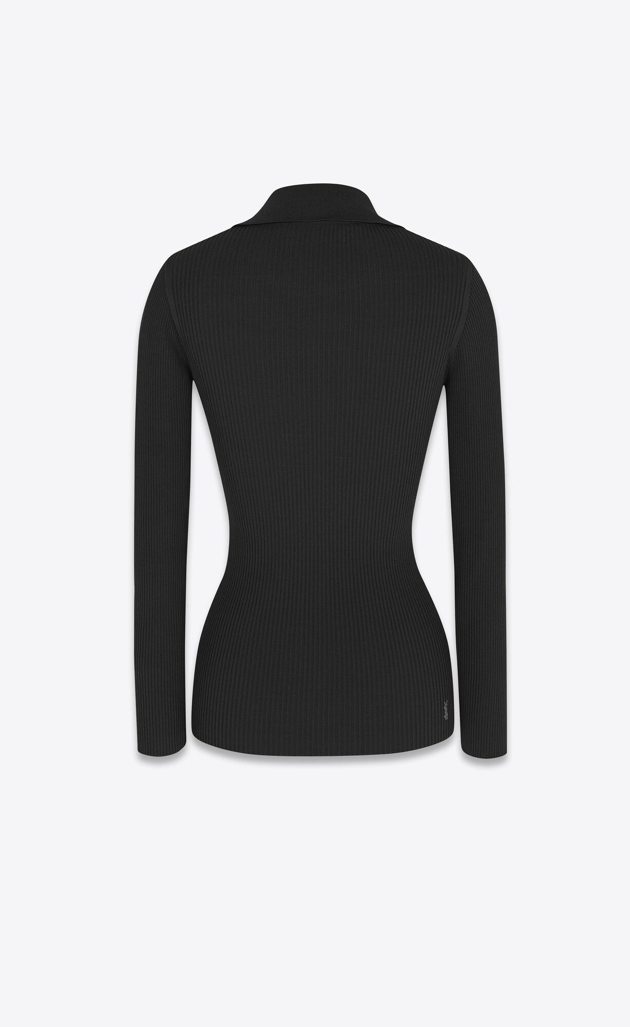 YSL Cassandre Top In Ribbed Knit Noir | JFCQI5170