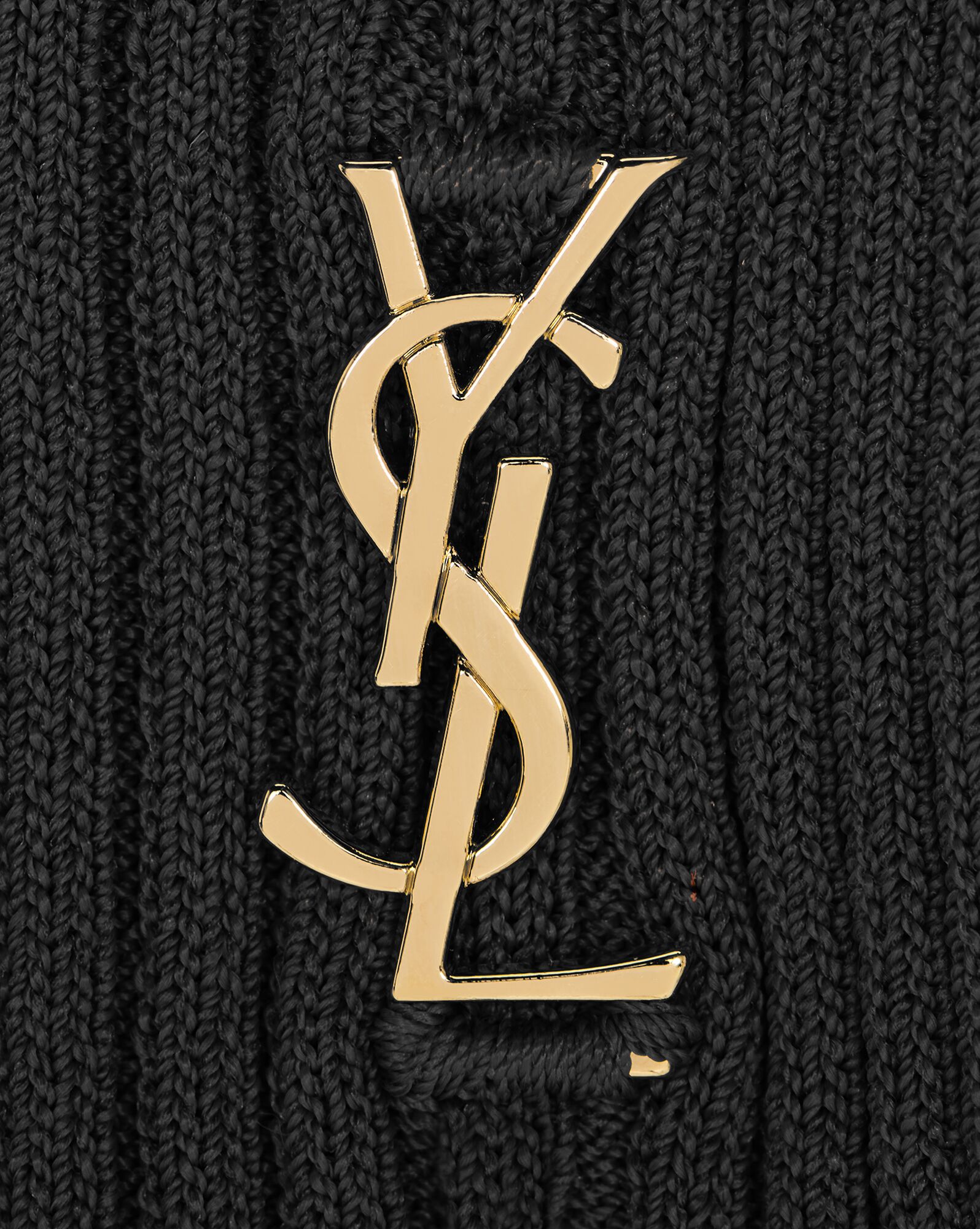 YSL Cassandre Top In Ribbed Knit Noir | JFCQI5170