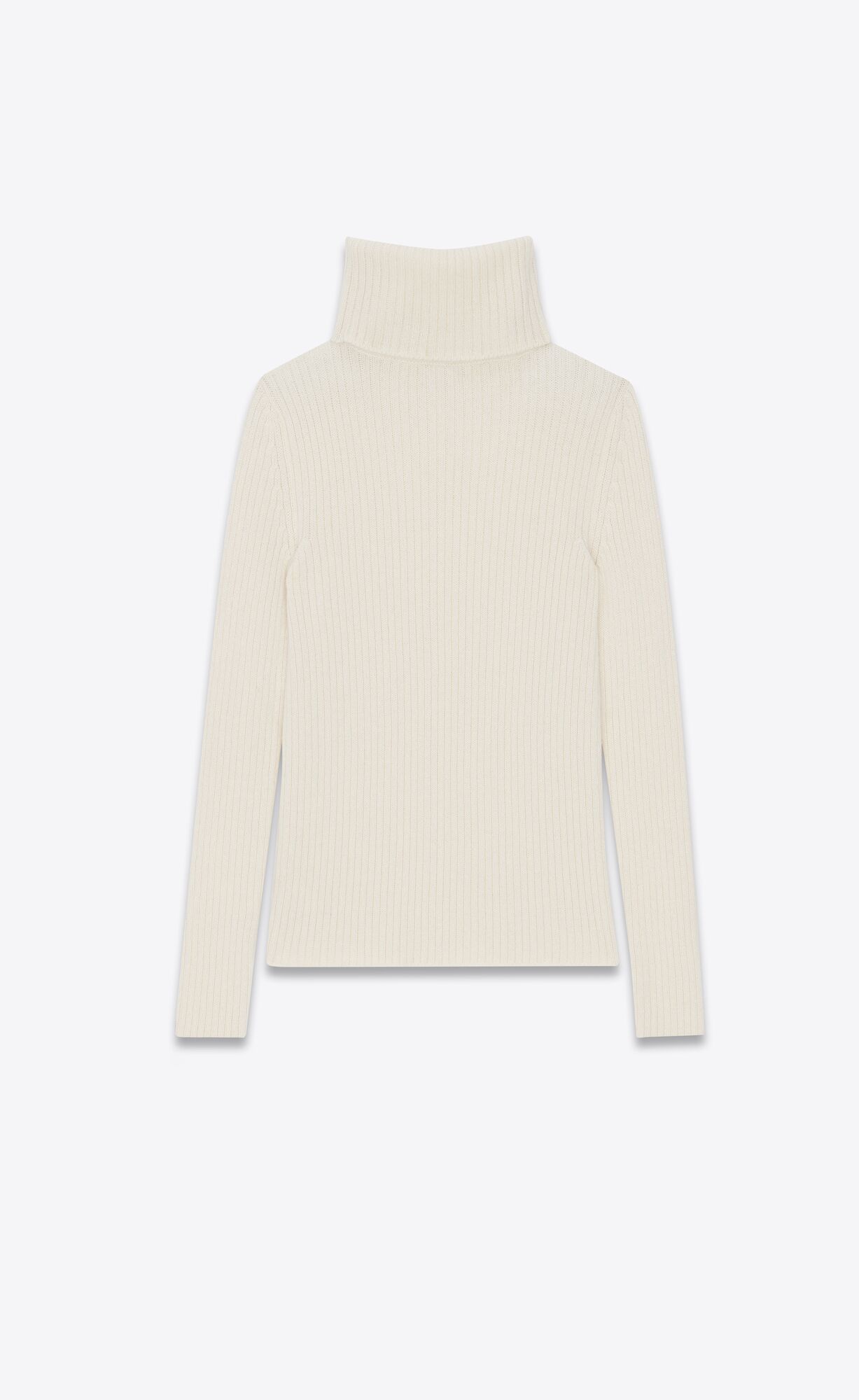 YSL Cassandre Turtleneck Sweater In Wool, Cashmere And Mohair Naturel | CKDFE8970