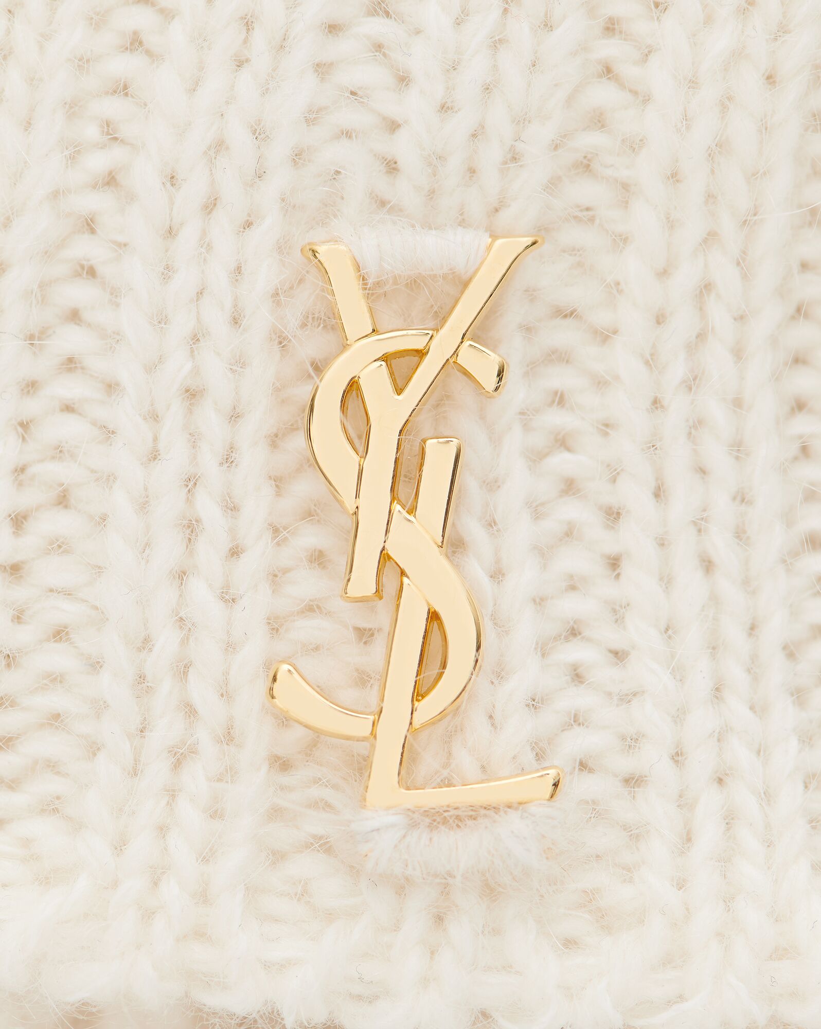 YSL Cassandre Turtleneck Sweater In Wool, Cashmere And Mohair Naturel | CKDFE8970