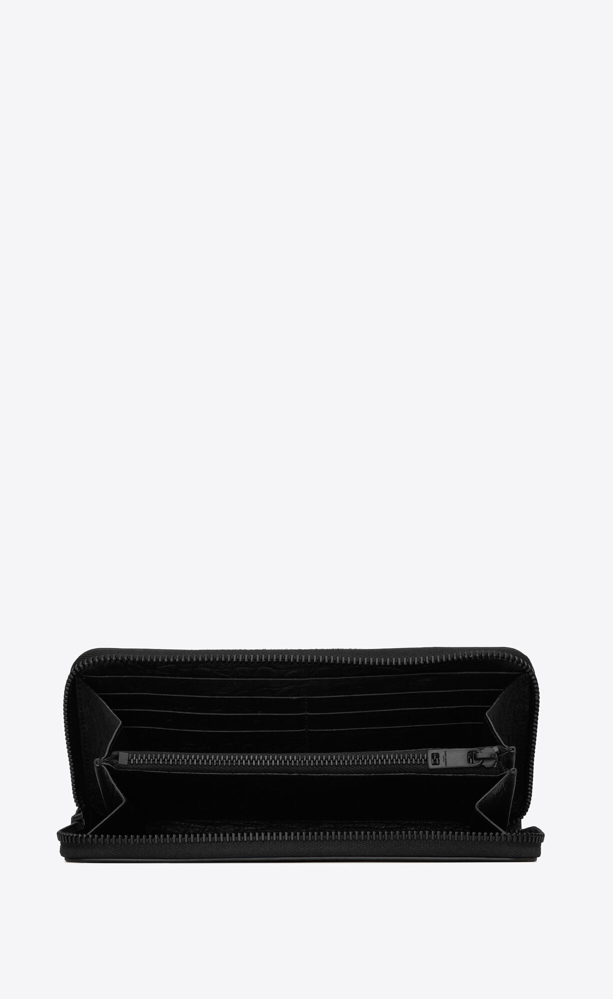 YSL Cassandre Zip-around Wallet In Crocodile-embossed Leather Black | QJGAE6123