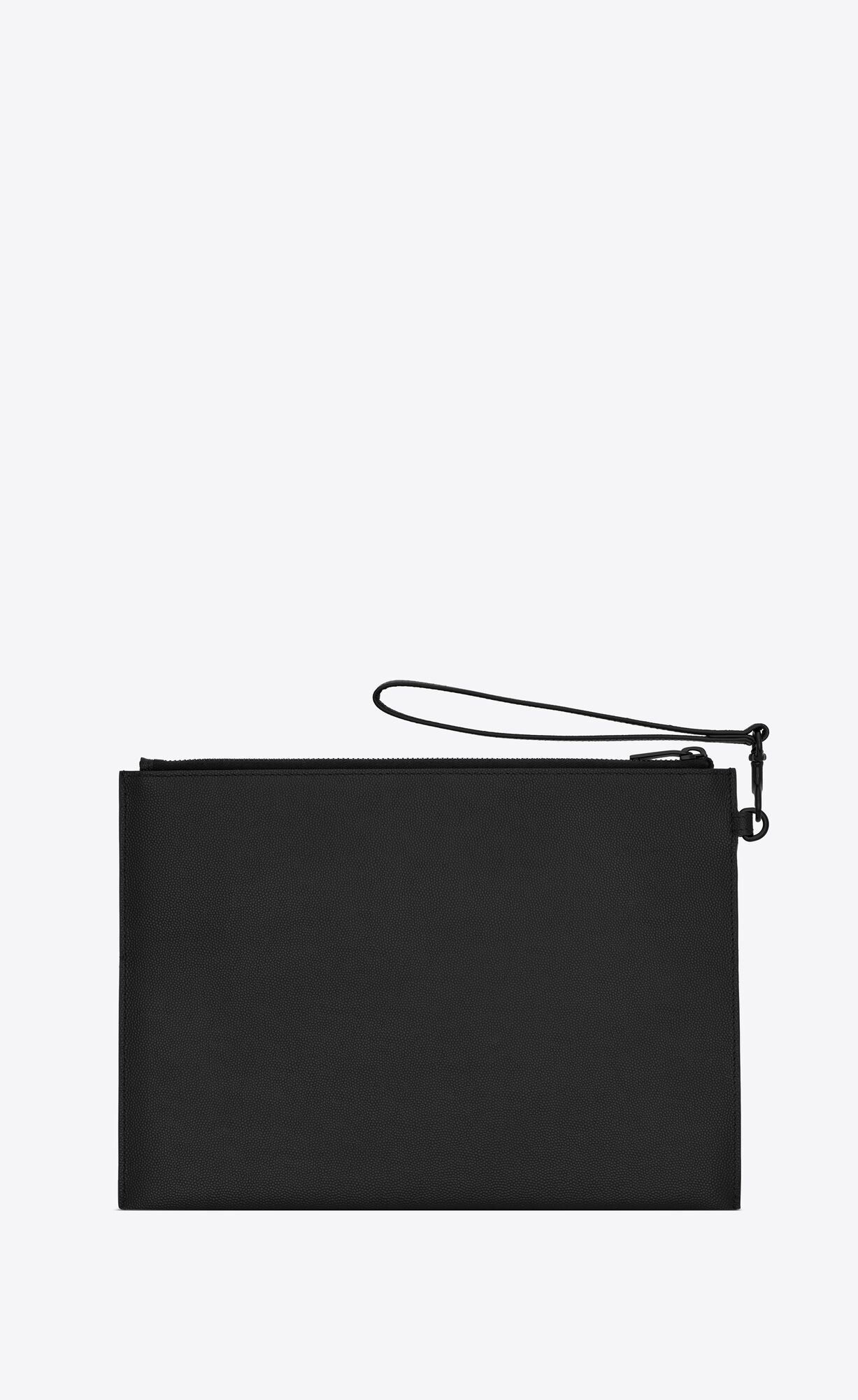 YSL Cassandre Zipped Tablet Holder In Grain De Poudre-embossed Leather Noir | ASZGM3127