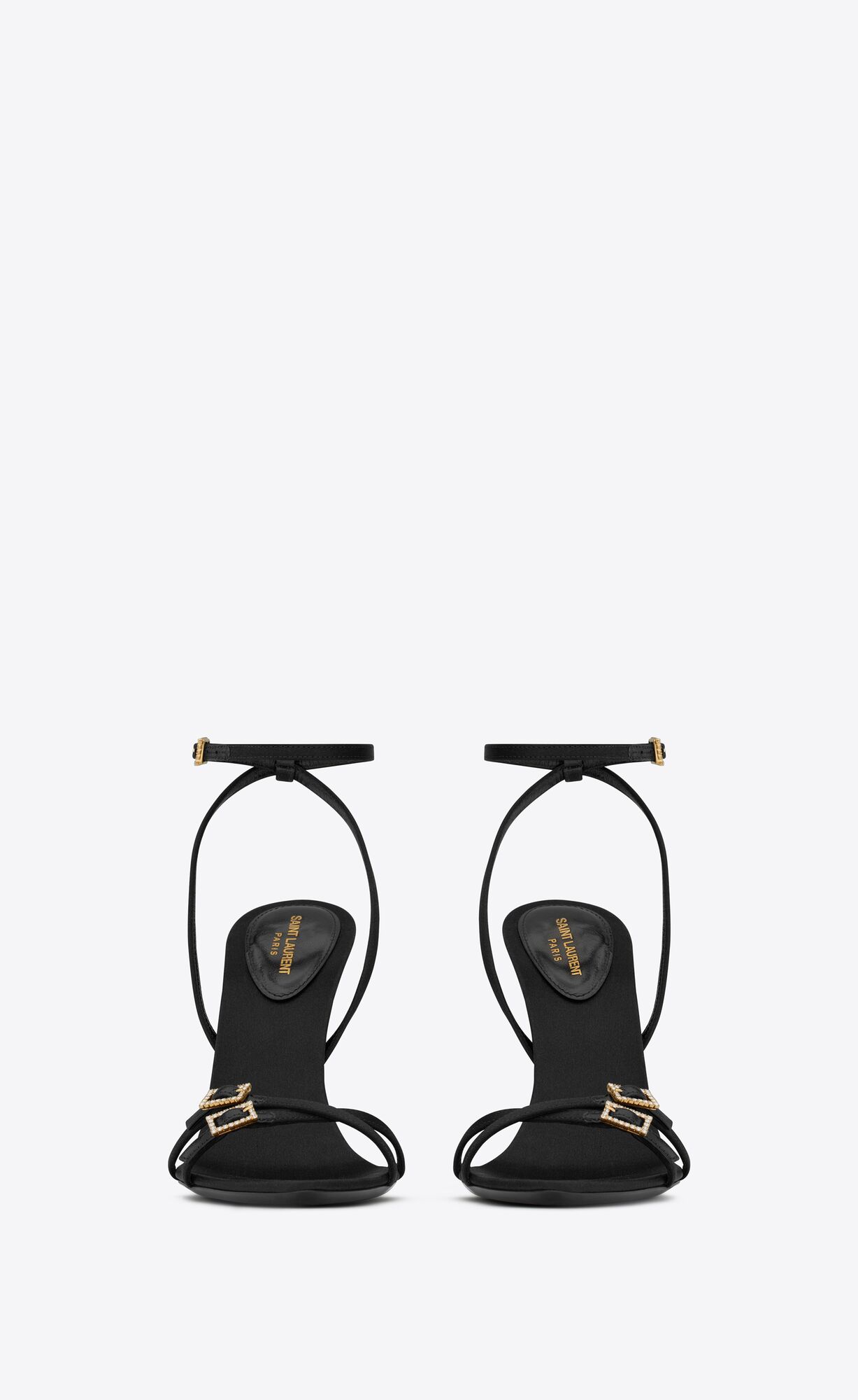 YSL Cassie Sandals In Crepe Satin Black | ITSNG5829