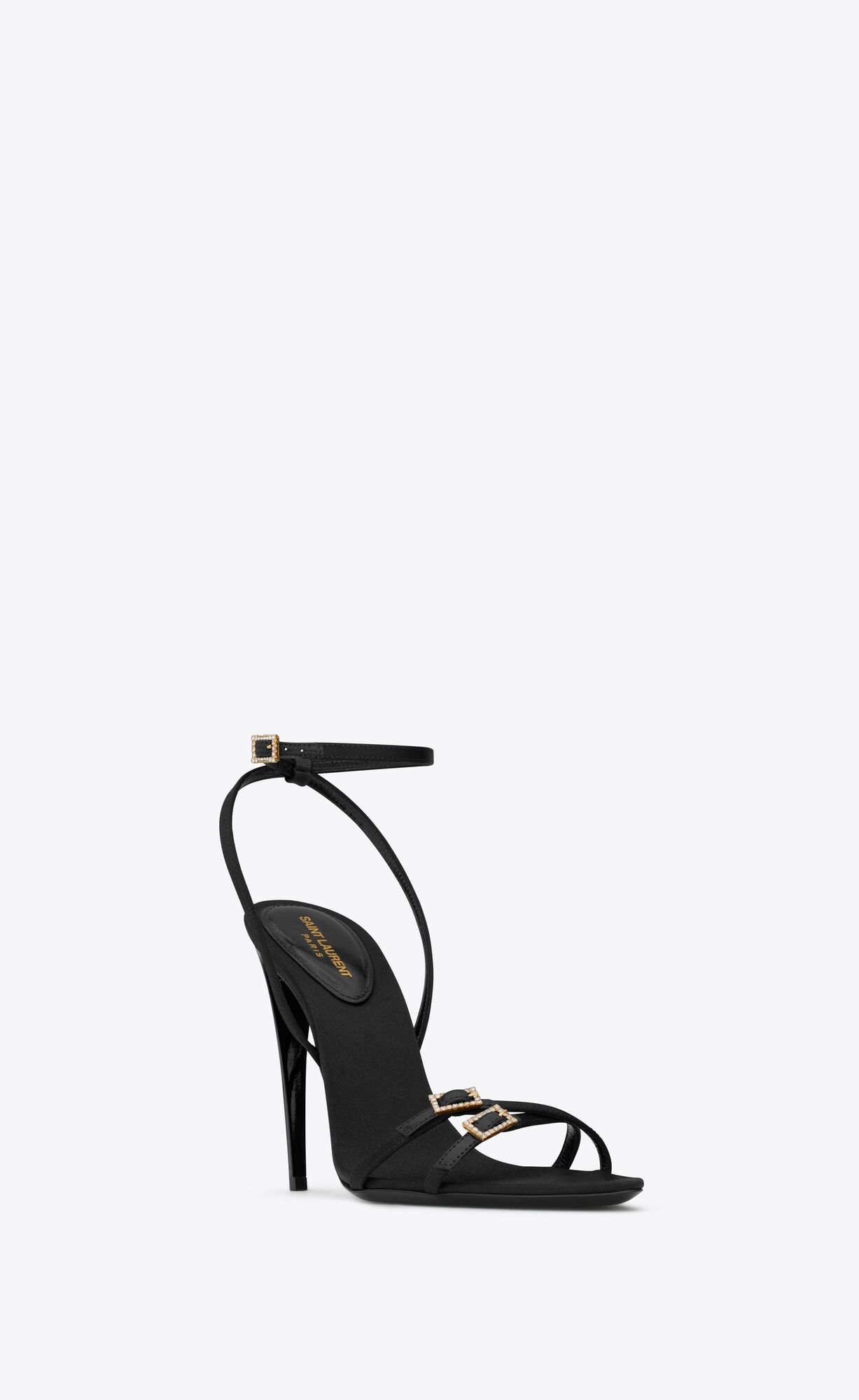 YSL Cassie Sandals In Crepe Satin Black | ITSNG5829