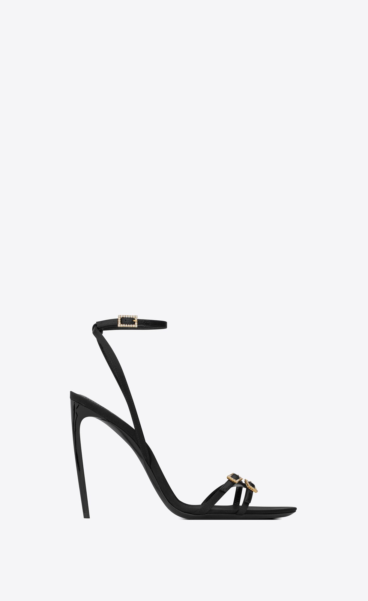 YSL Cassie Sandals In Crepe Satin Black | ITSNG5829