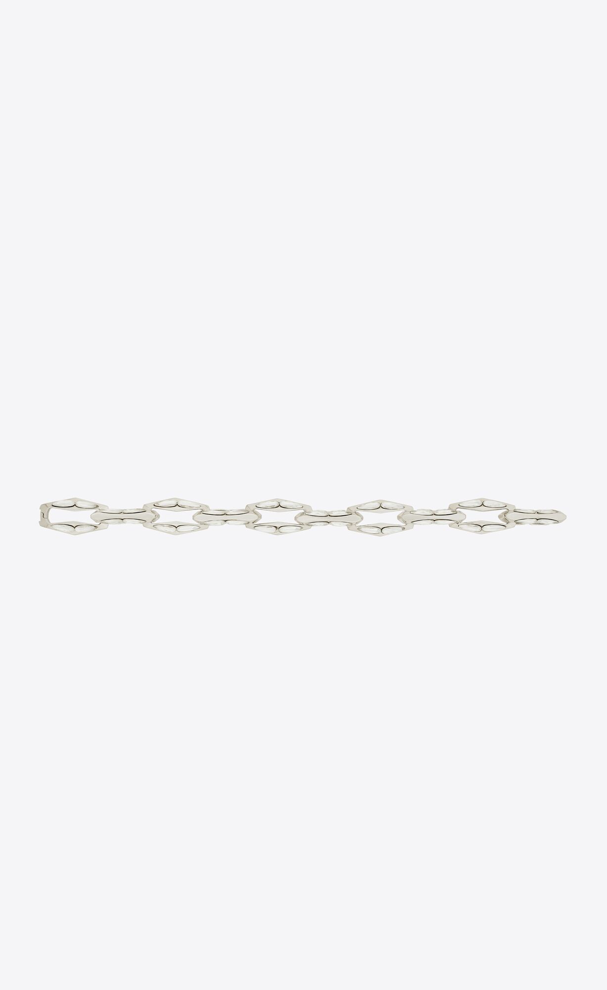 YSL Chain Bracelet In Metal And Rhinestones Crystal And Palladium | JPQSX6079