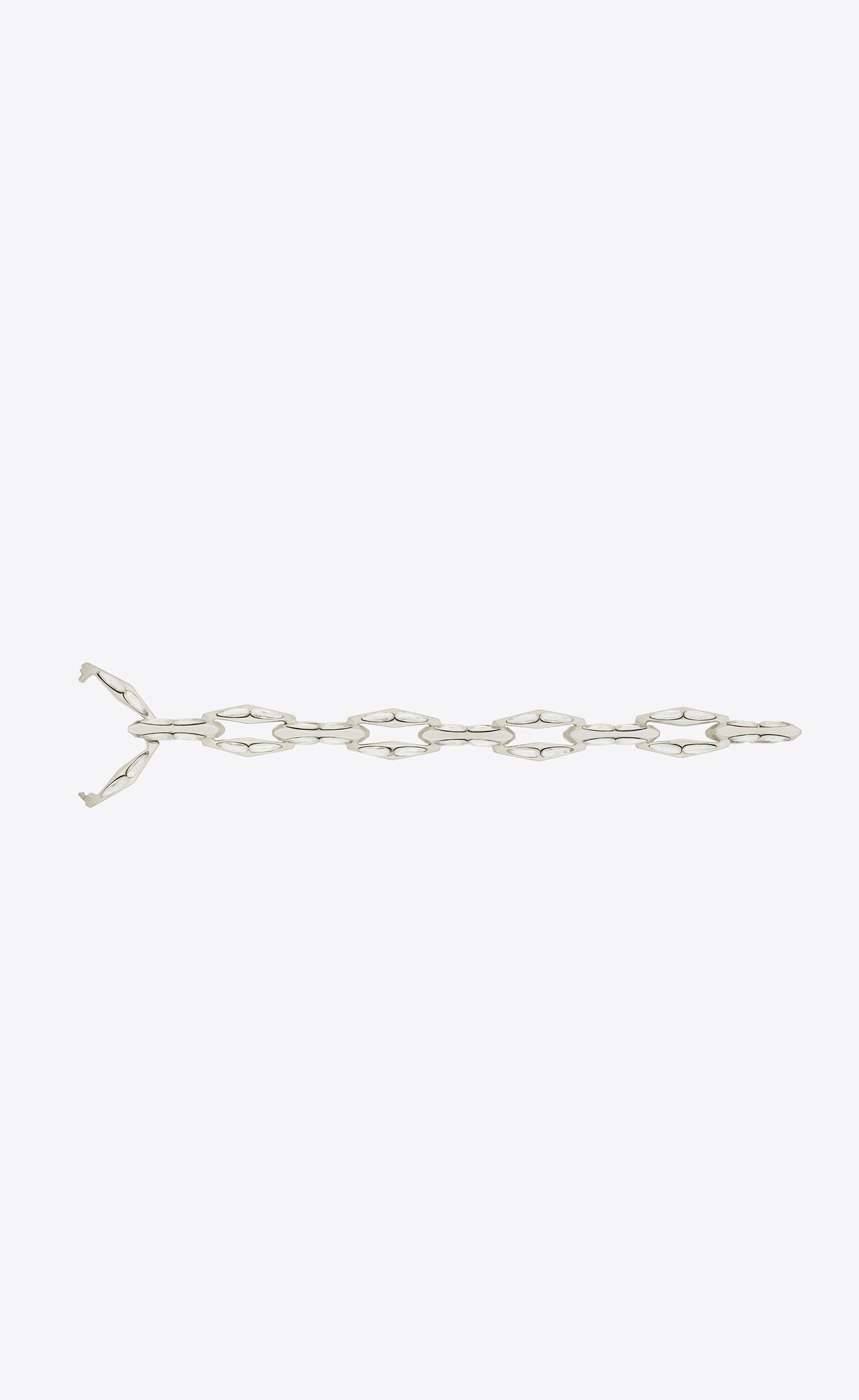 YSL Chain Bracelet In Metal And Rhinestones Crystal And Palladium | JPQSX6079