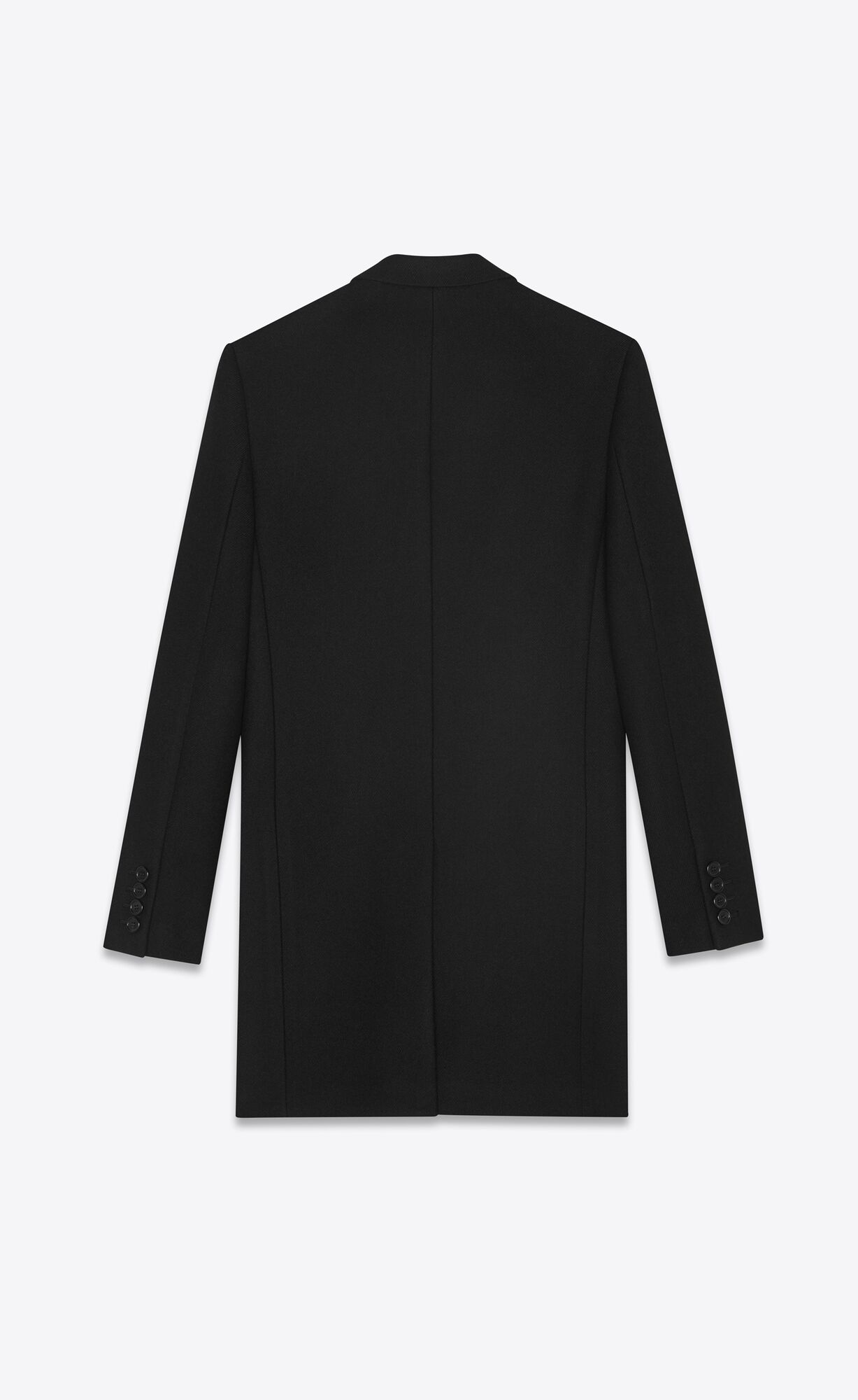 YSL Chesterfield Coat With Pointed Lapels In Wool Black | WXQAN9135