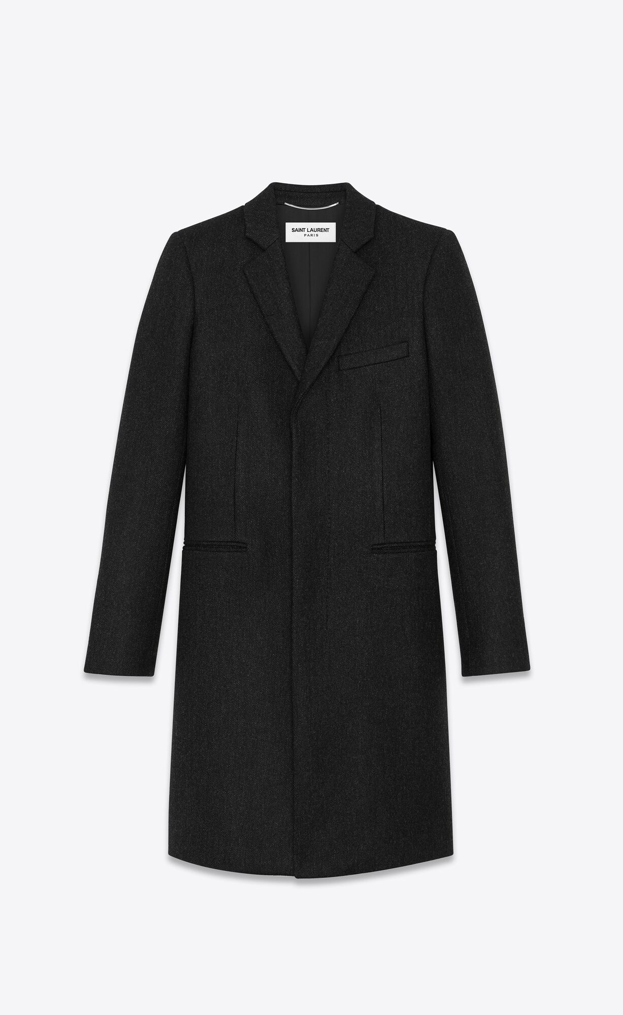 YSL Chesterfield Wool Coat Black | IBZHG3628