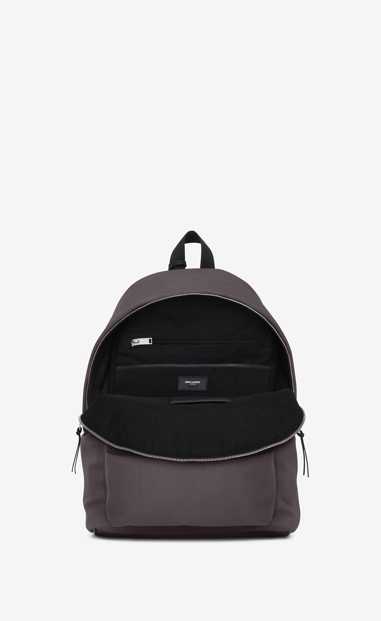 YSL City Backpack In Nylon Canvas And Leather Storm | XCOYW6587