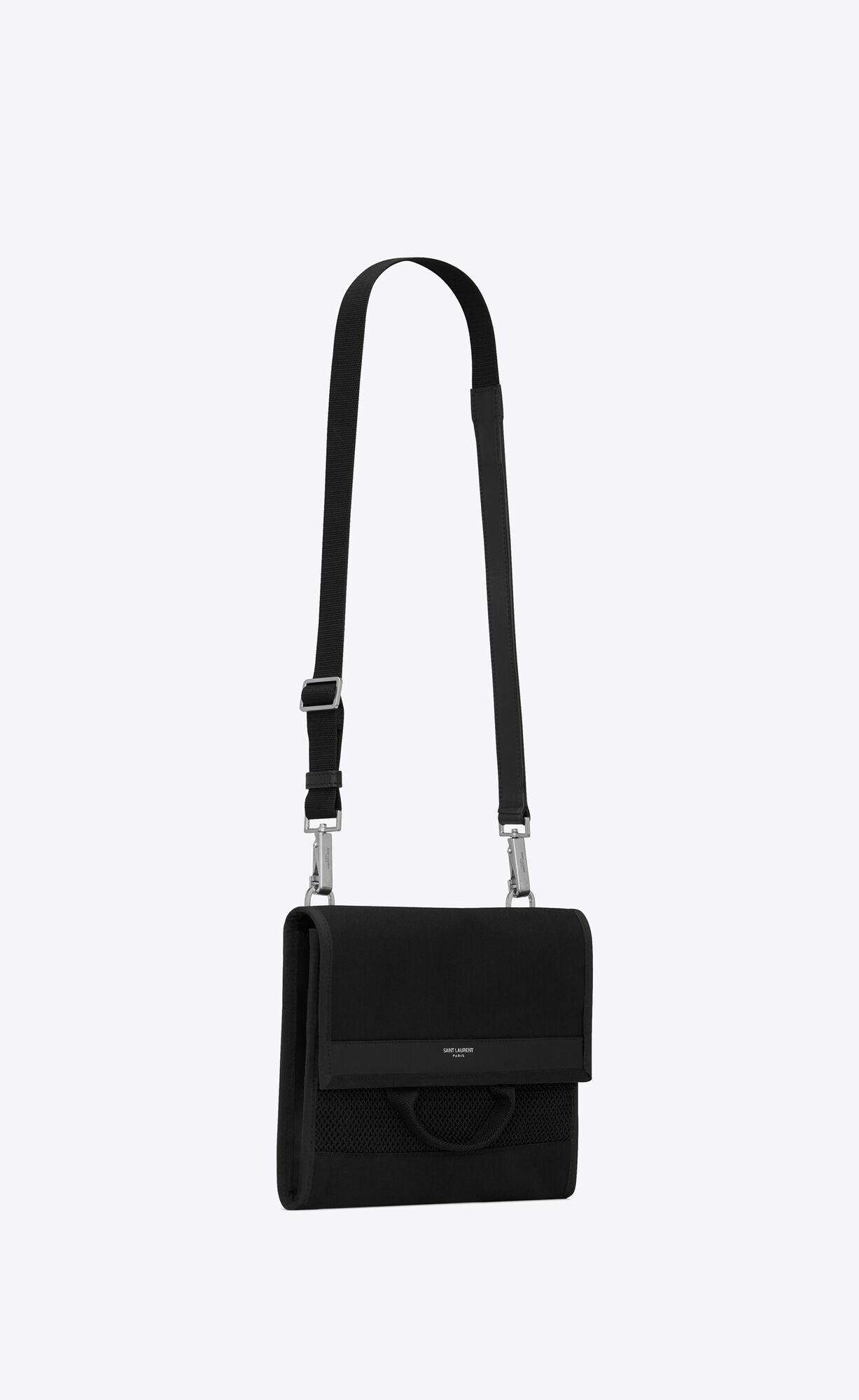 YSL City Flap Crossbody Pouch In Canvas Black | RJSZN0947