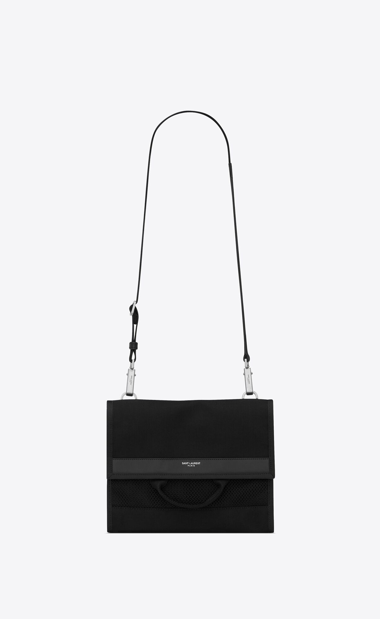 YSL City Flap Crossbody Pouch In Canvas Black | RJSZN0947