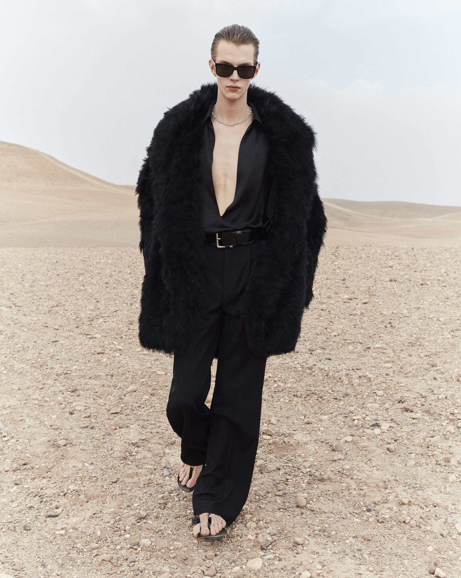 YSL Coat In Silk And Feathers Black | PSODQ8356