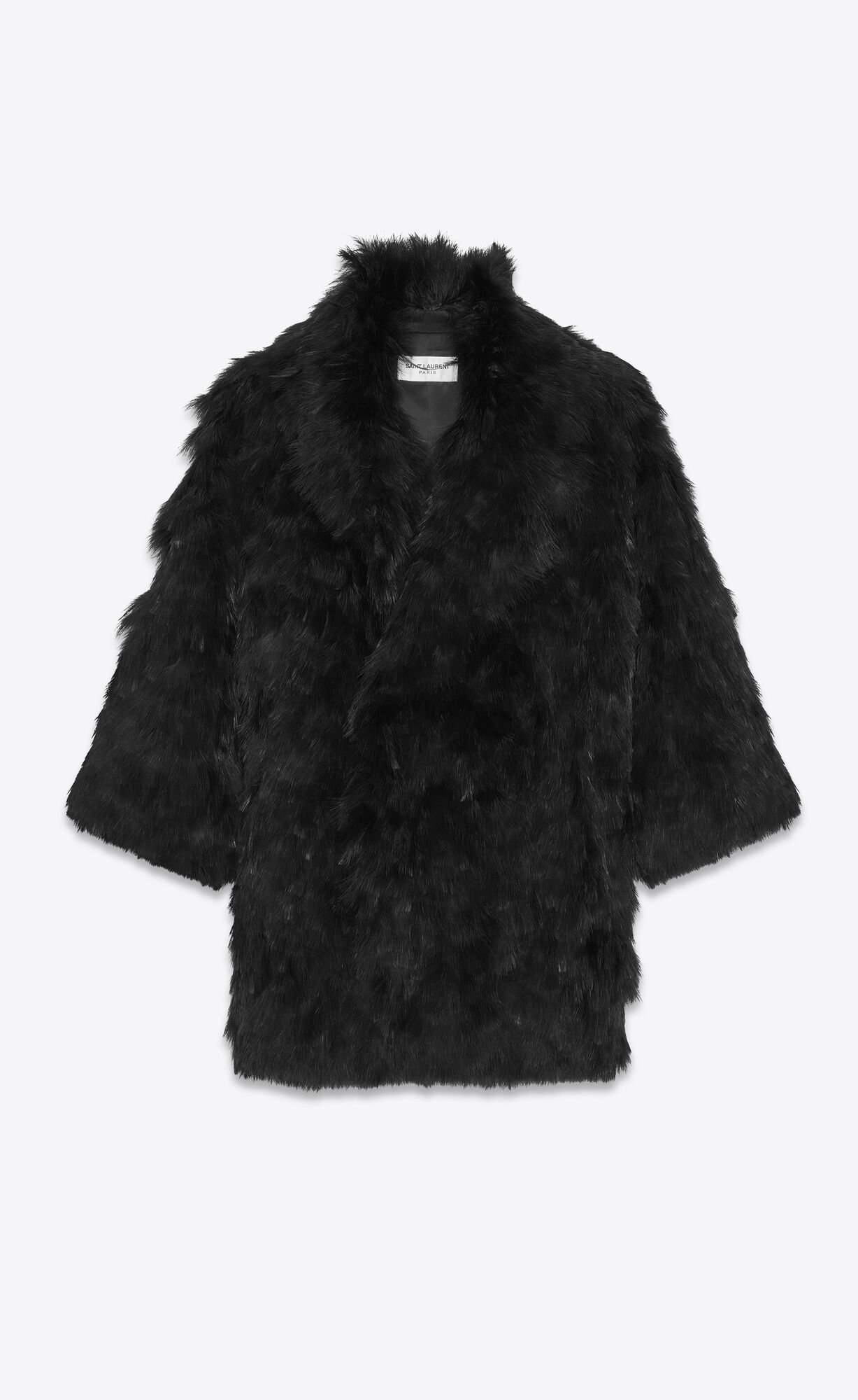 YSL Coat In Silk And Feathers Black | PSODQ8356