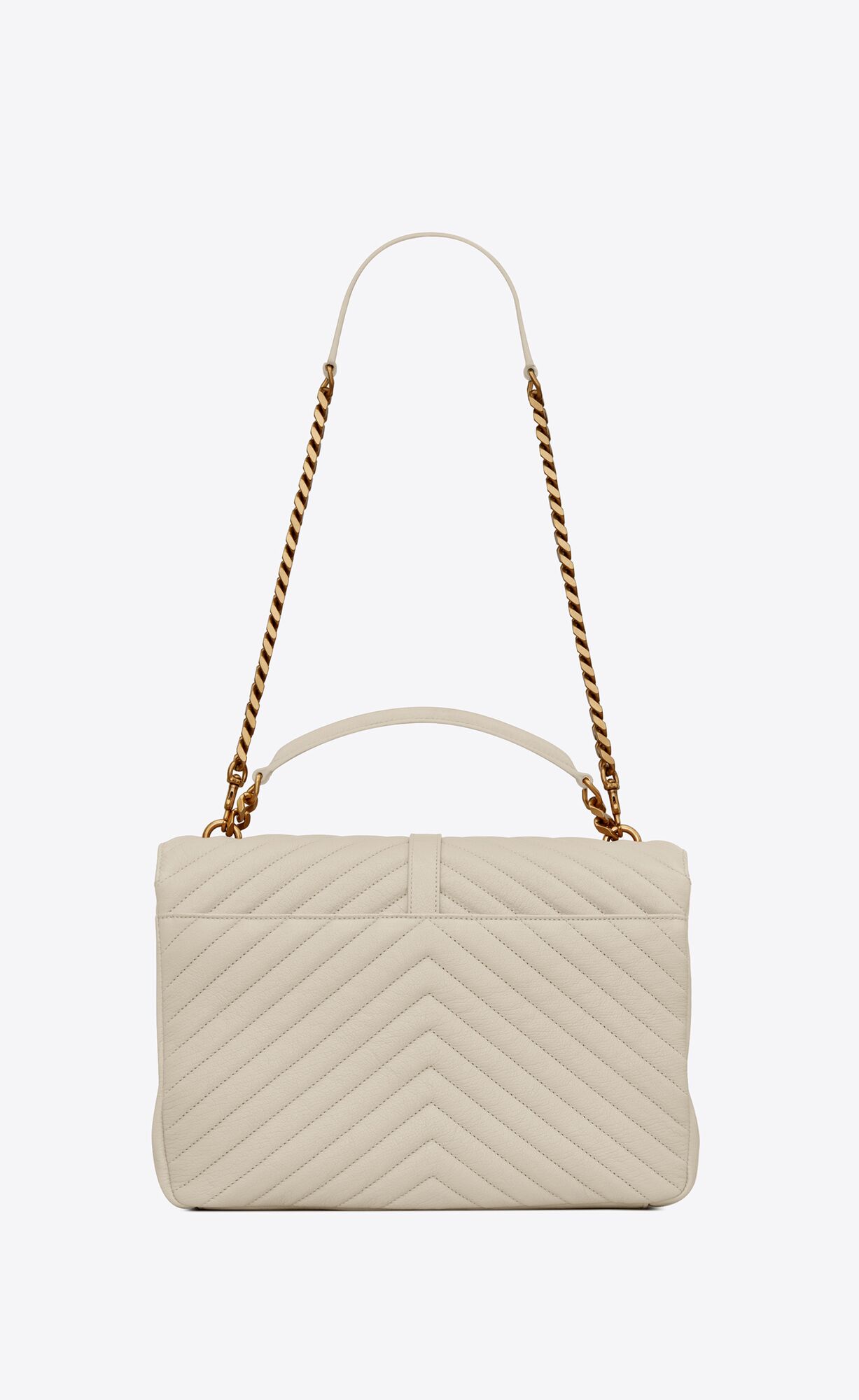 YSL College Large Chain Bag In Quilted Leather Blanc Vintage | TSNHC1369