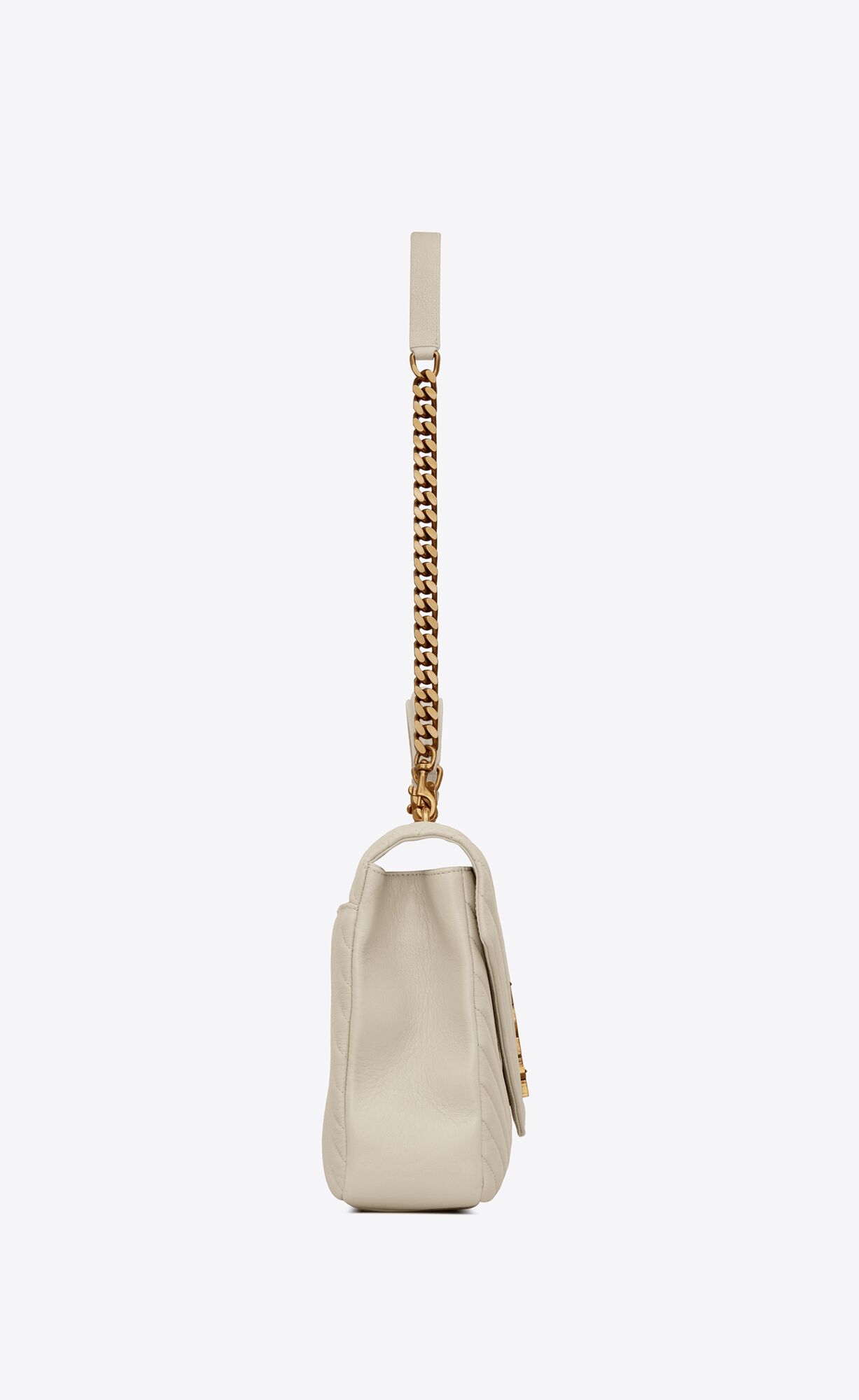 YSL College Large Chain Bag In Quilted Leather Blanc Vintage | TSNHC1369