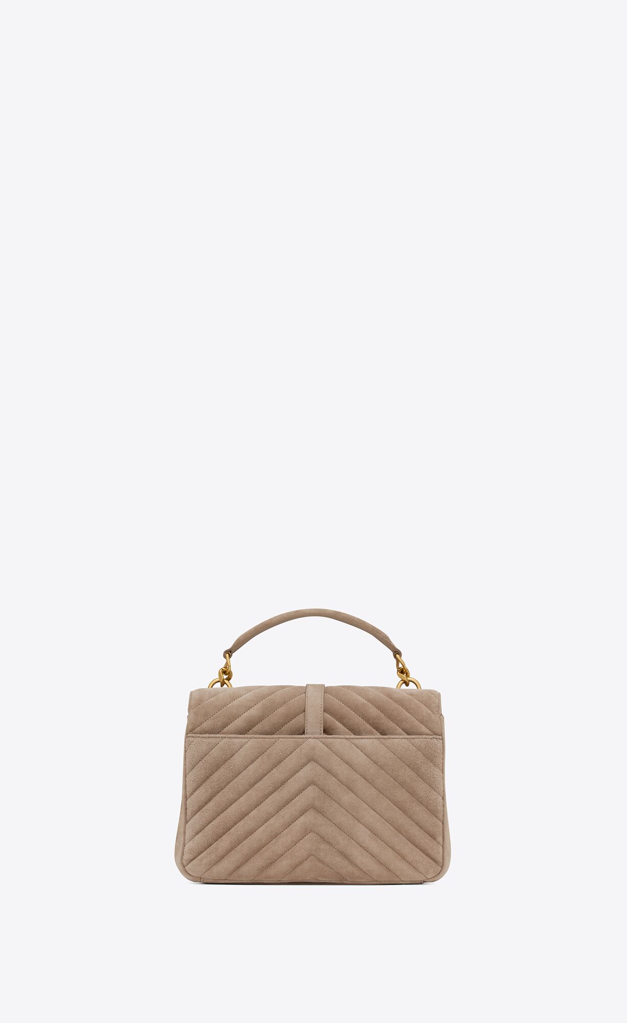 YSL College Medium Chain Bag In Quilted Suede Taupe | AWHFG5283