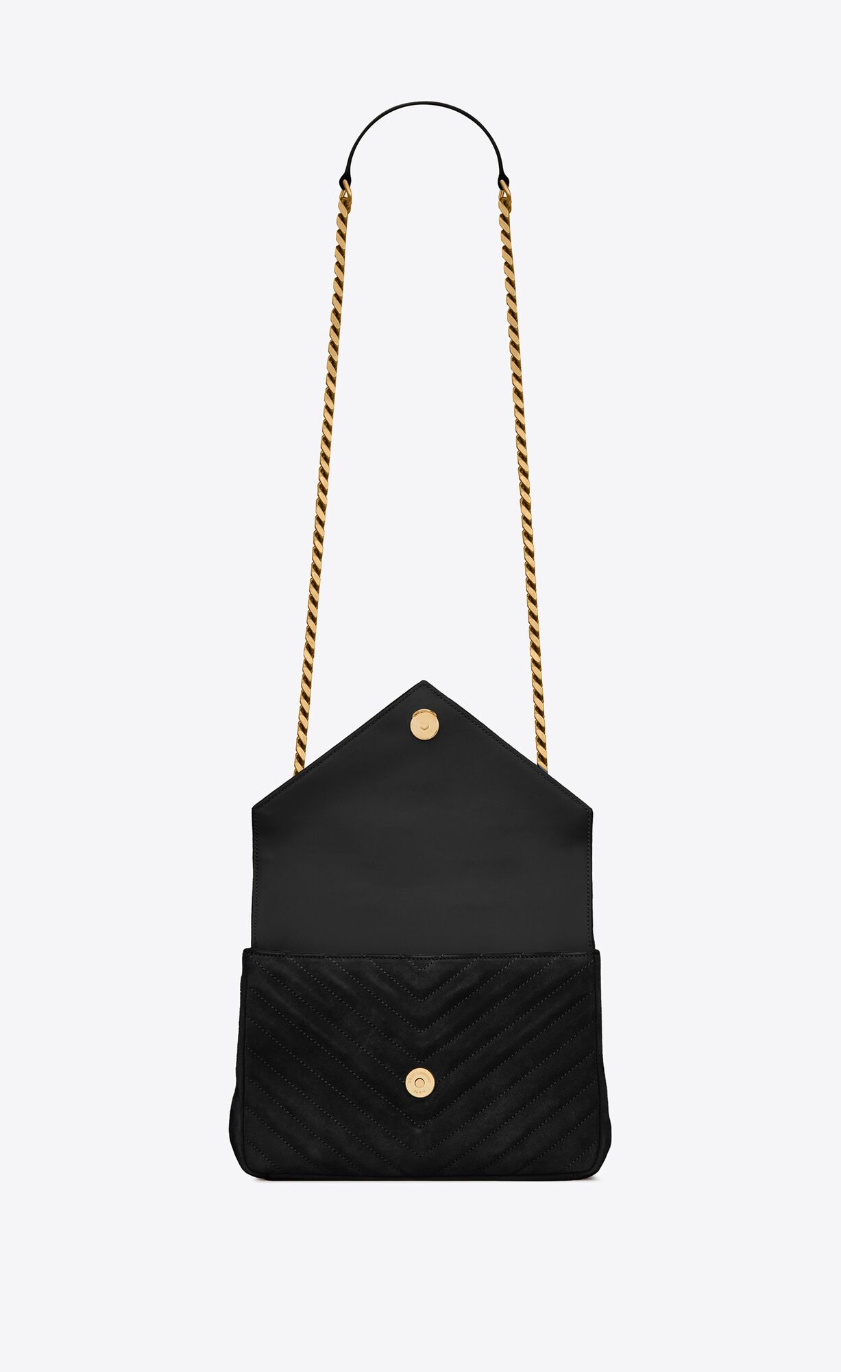 YSL College Medium Chain Bag In Quilted Suede Black | DKSBJ4503