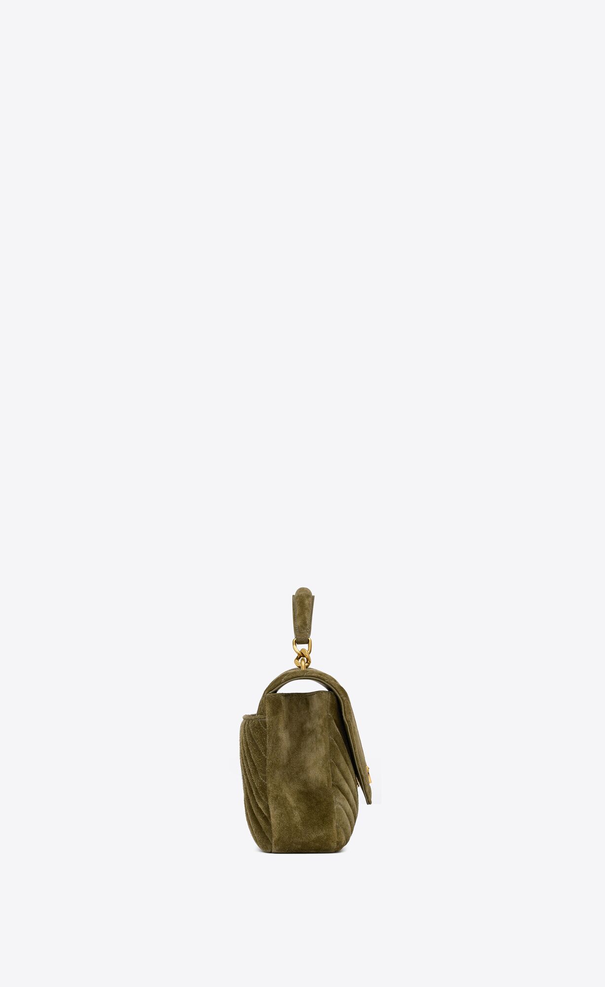 YSL College Medium In Quilted Suede Loden Green | POYEQ4367